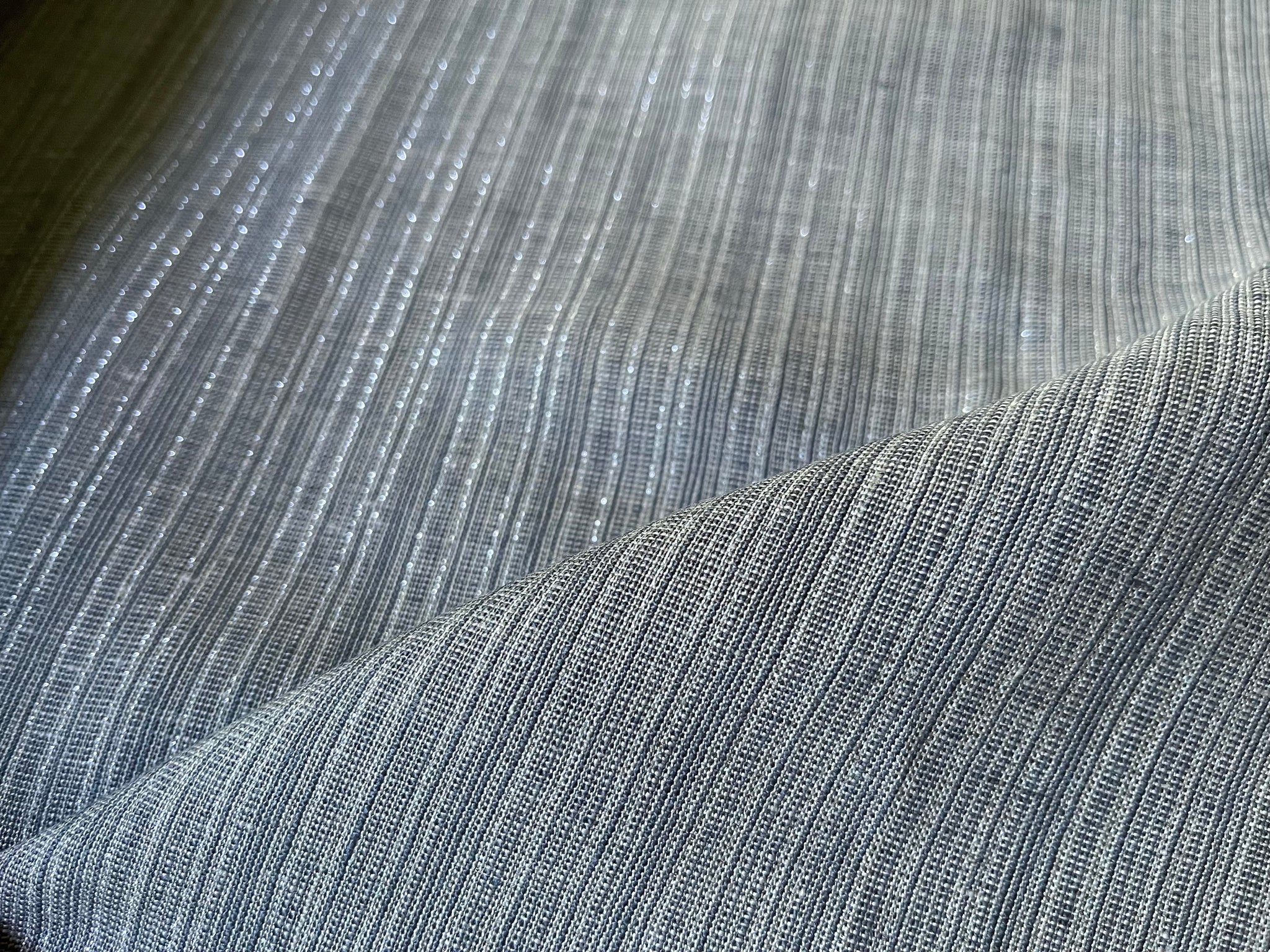 20 Yards Grey Silver Stripe Linen