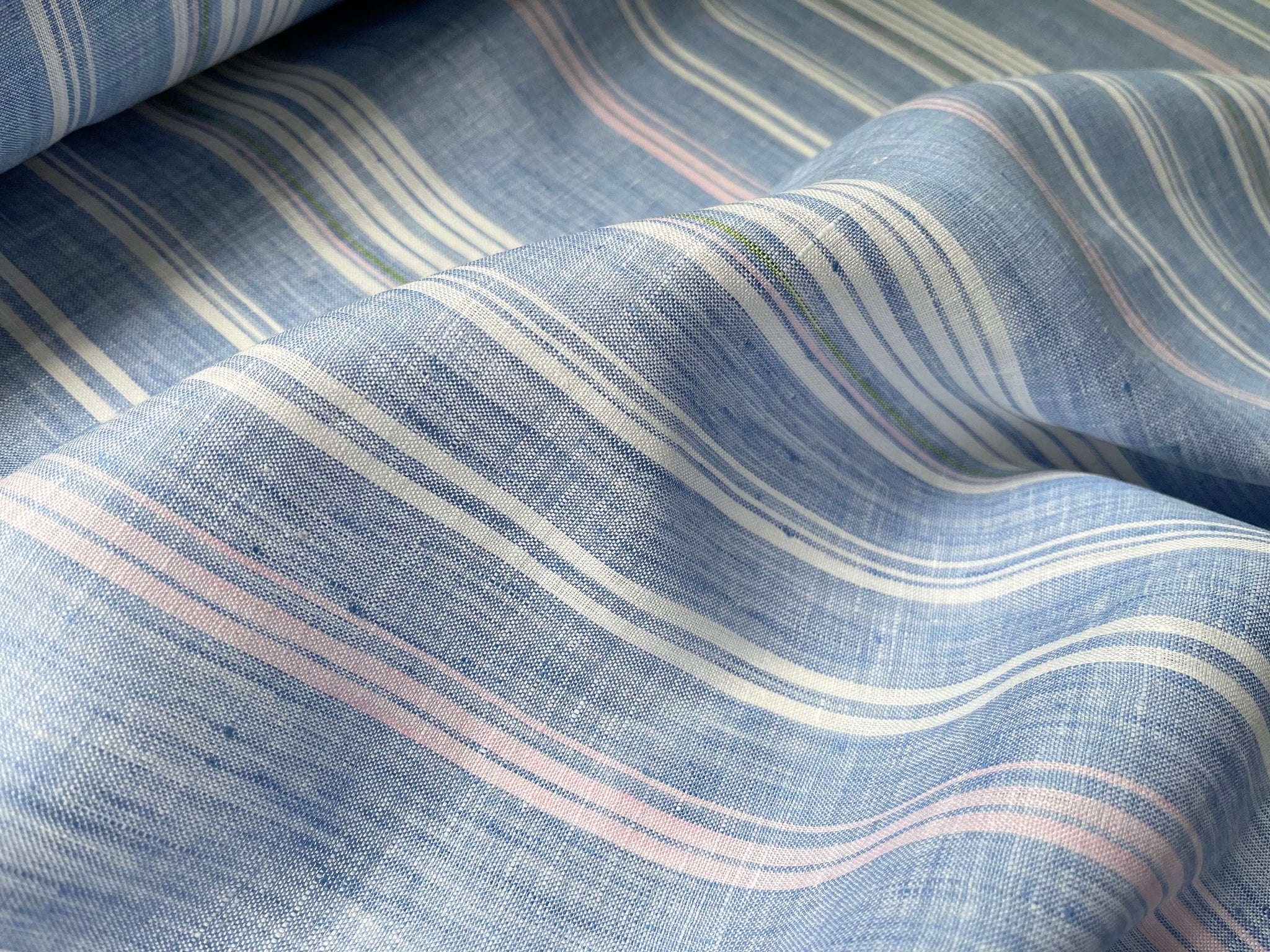 Deadstock Linen Fabric - Santorini Stripe