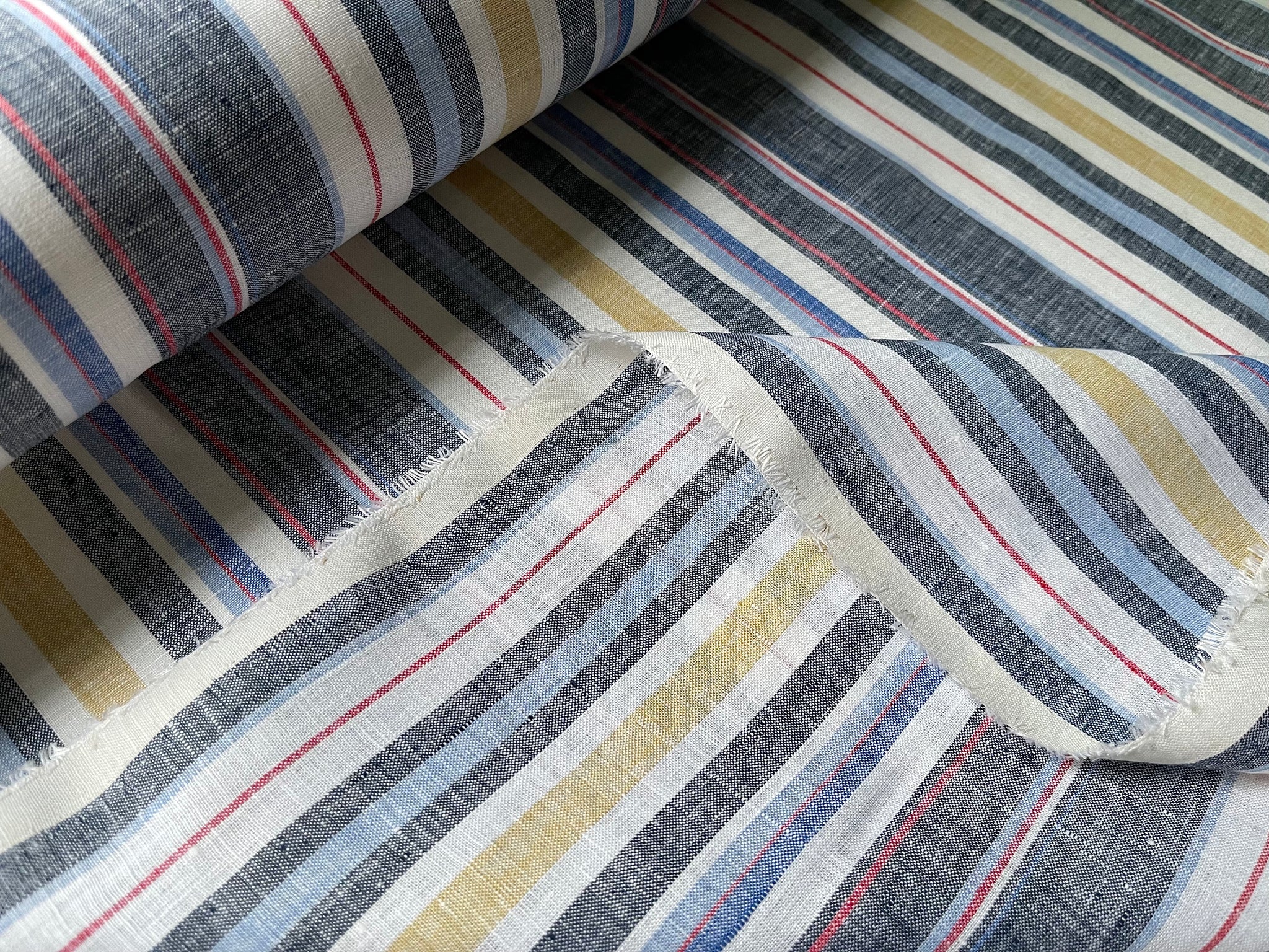 Deadstock Linen Fabric - Copenhagen Stripe