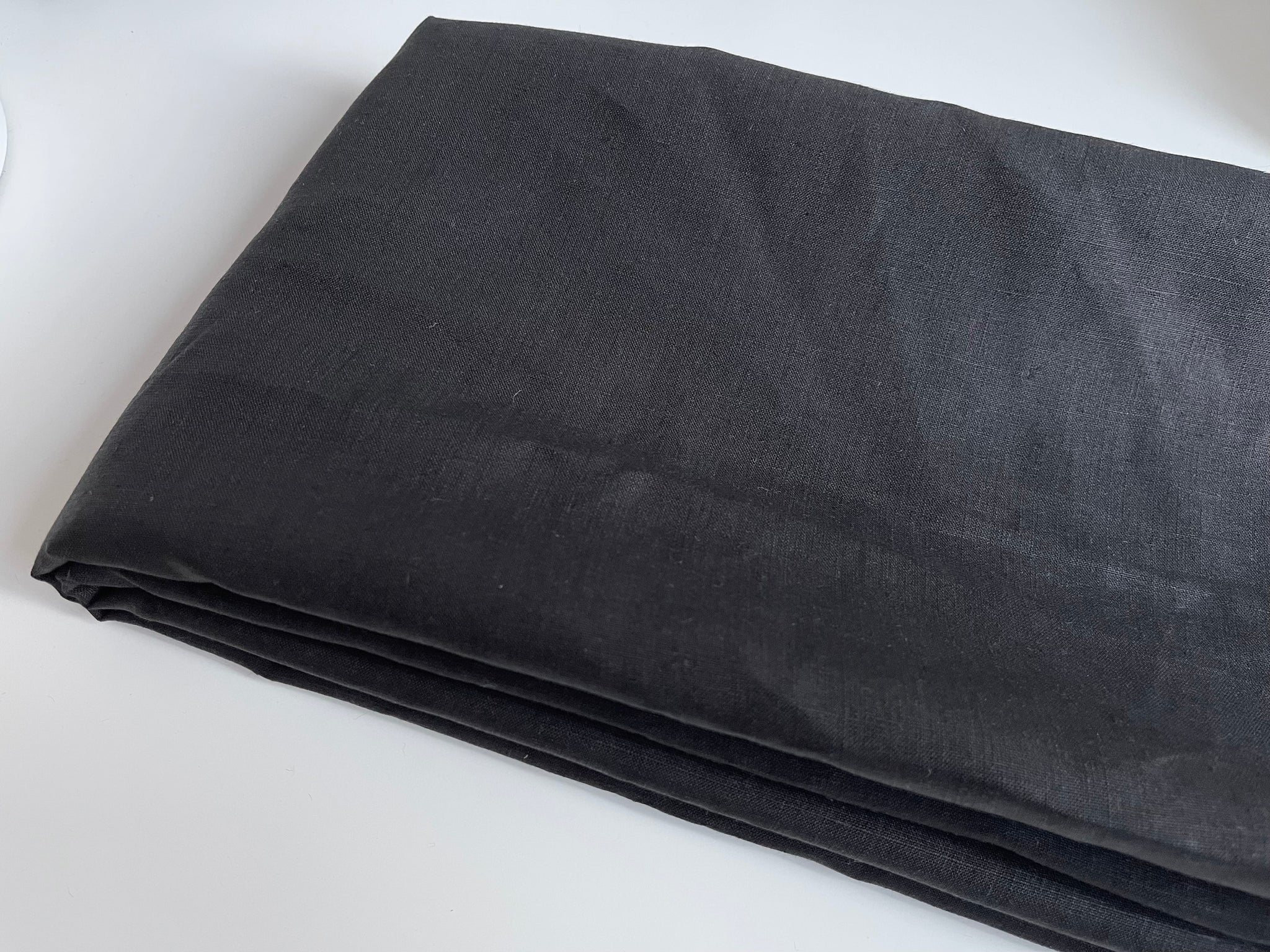 Linen Fabric Remnants - black - 1 cut 3.5 yards - small holes along selvage