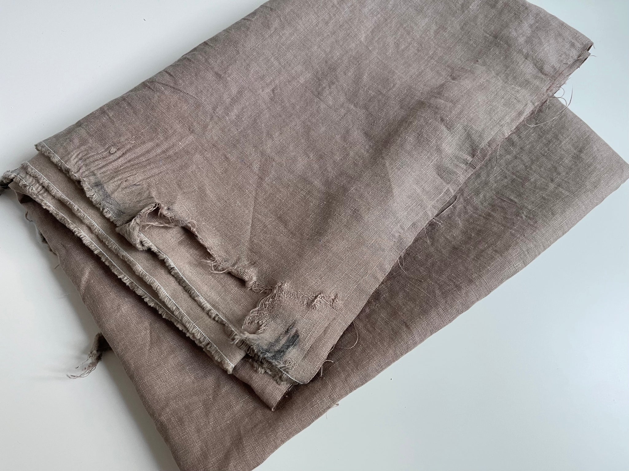 Linen Fabric Remnants - Desert Clay - 2 yards cut - small rips along selvage