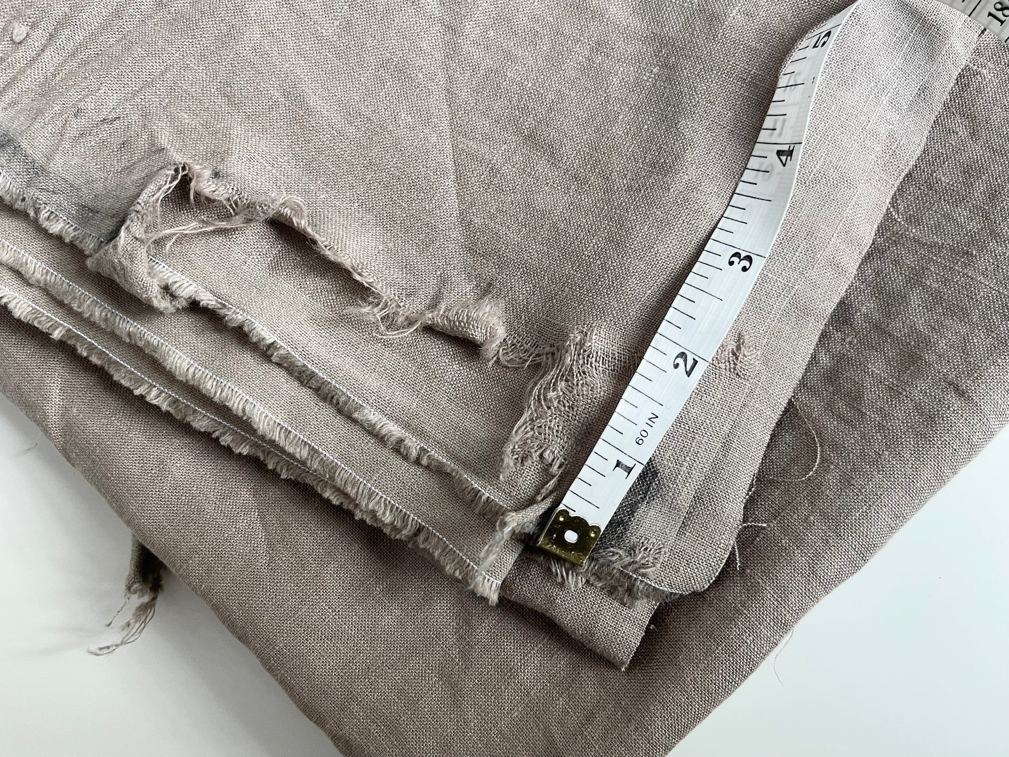 Linen Fabric Remnants - Desert Clay - 2 yards cut - small rips along selvage