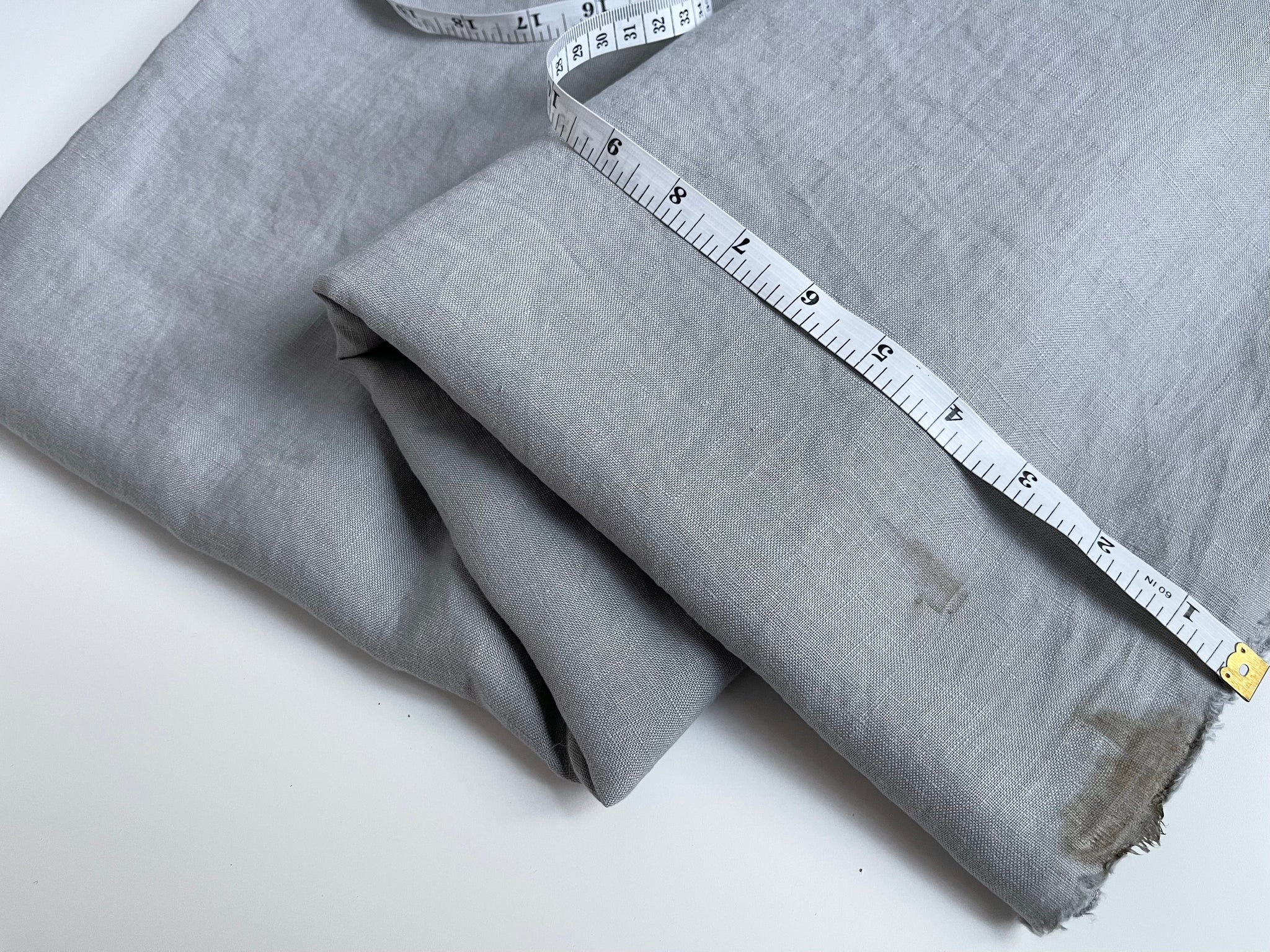 Linen Fabric Remnants - grey - 1 cut 2.5 yards - small spots along selvage