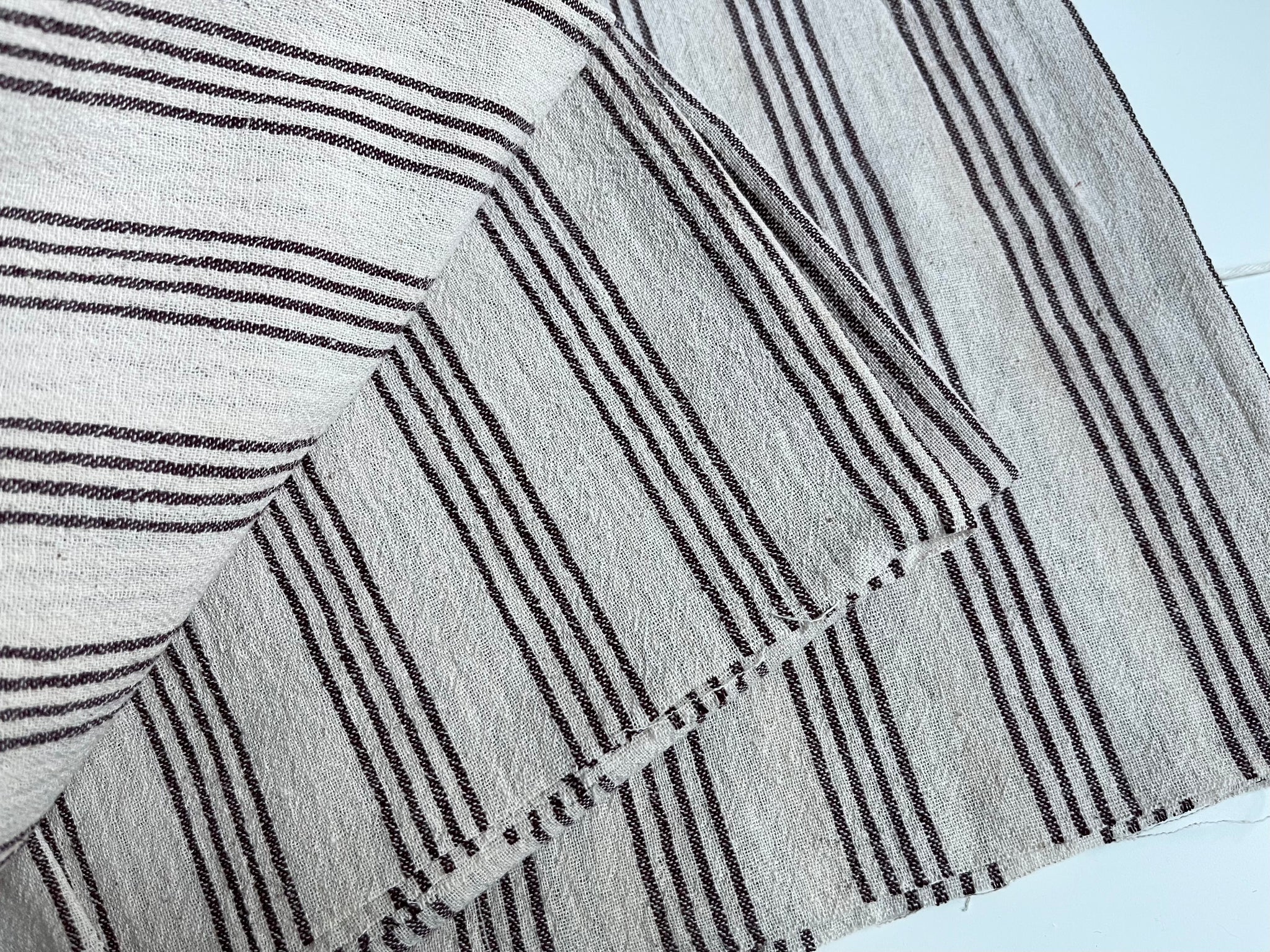 Handwoven Cotton Fabric Remnants - Earthy Stripe