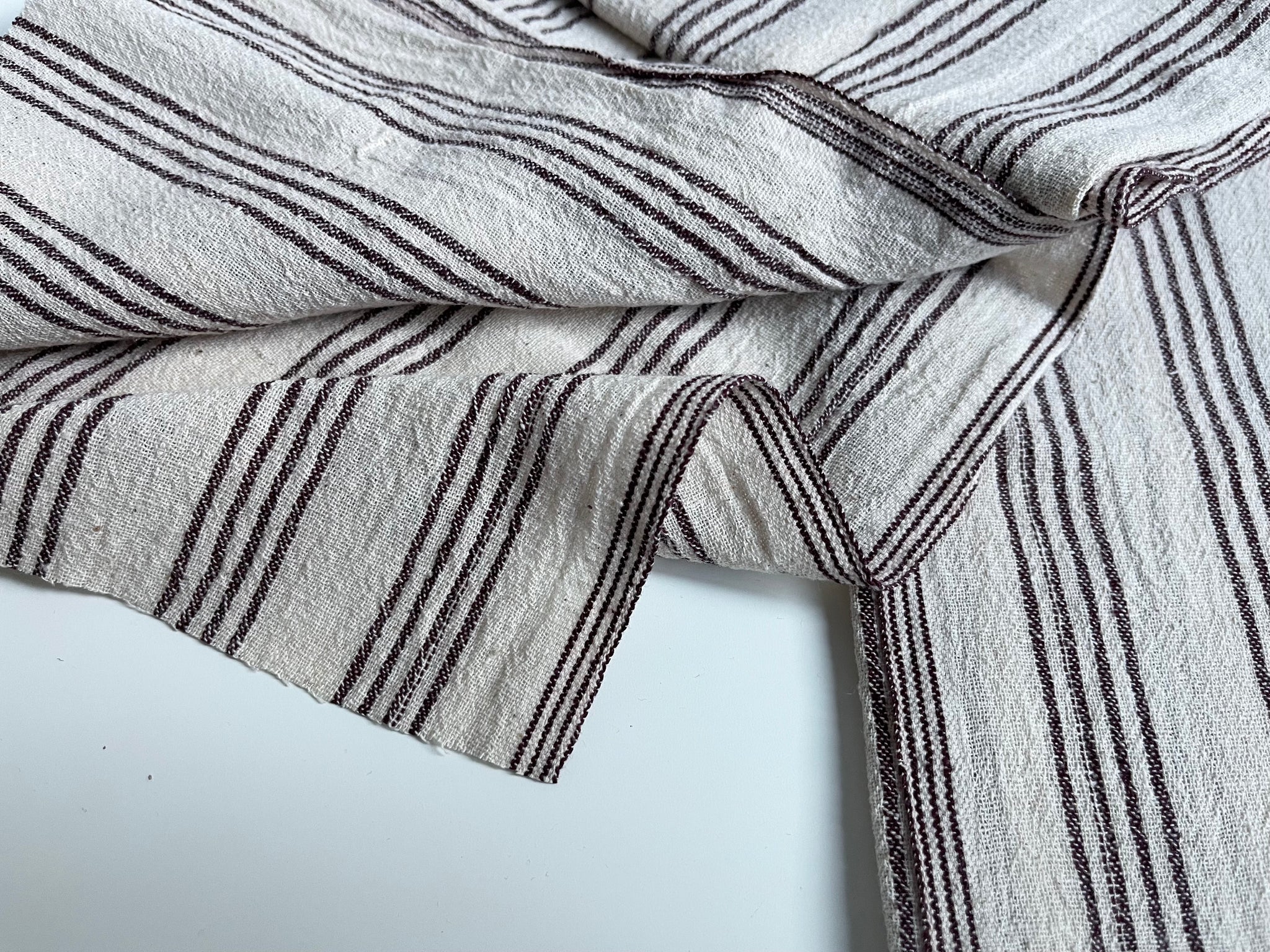 Handwoven Cotton Fabric Remnants - Earthy Stripe