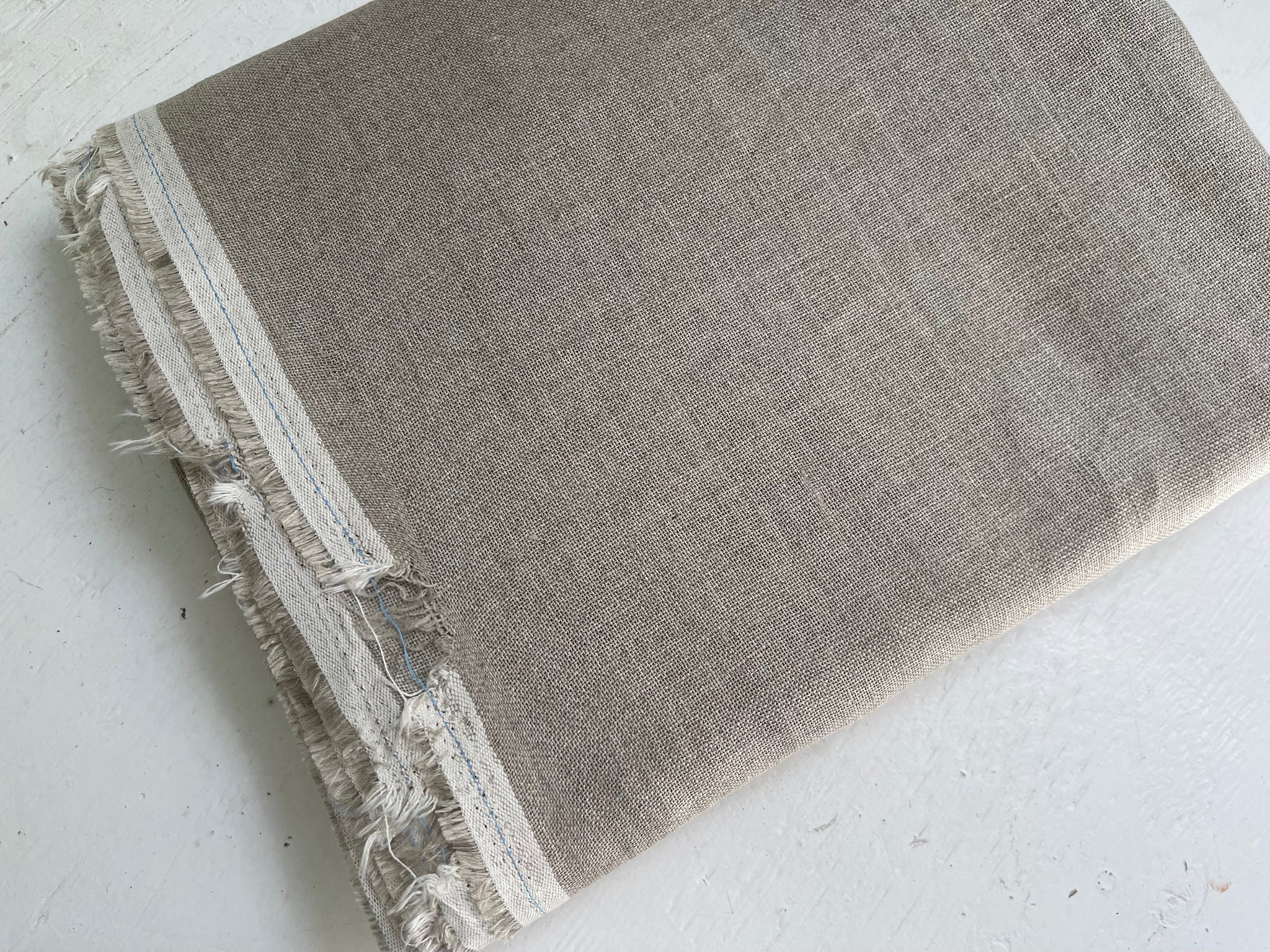 Linen Fabric Remnants - Natural Loose Weave - over 8 yards cut - small rips along selvage