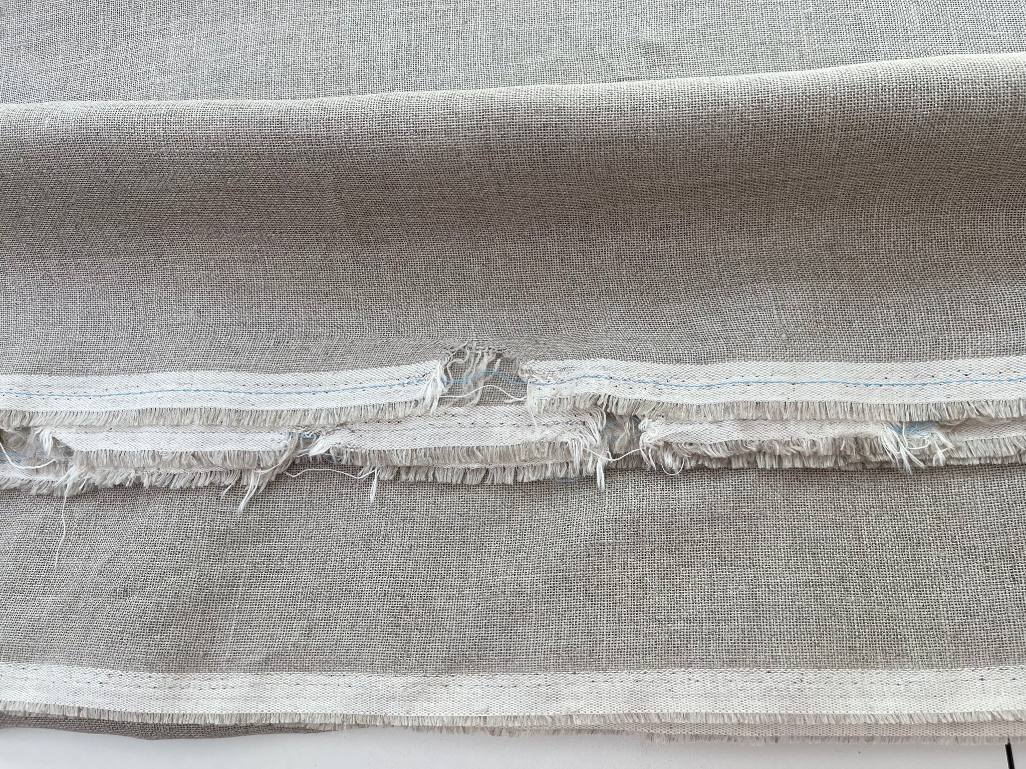 Linen Fabric Remnants - Natural Loose Weave - over 8 yards cut - small rips along selvage