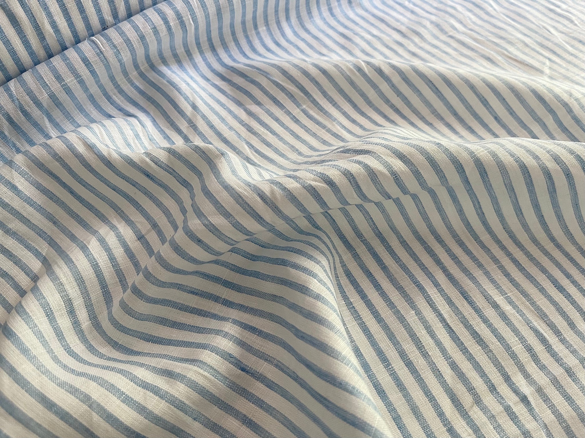 Deadstock Linen Fabric - Blue Summer Stripe