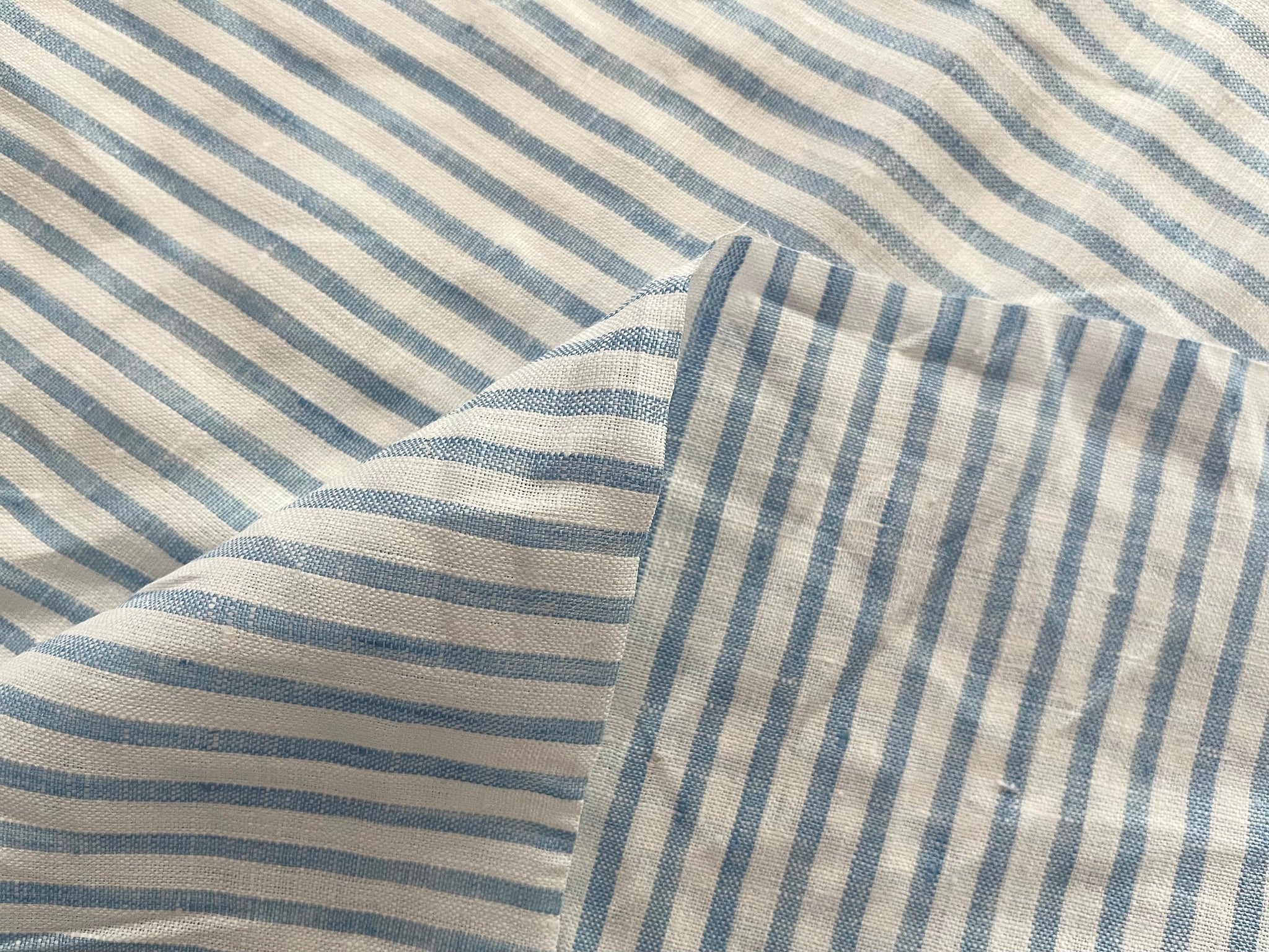 Deadstock Linen Fabric - Blue Summer Stripe