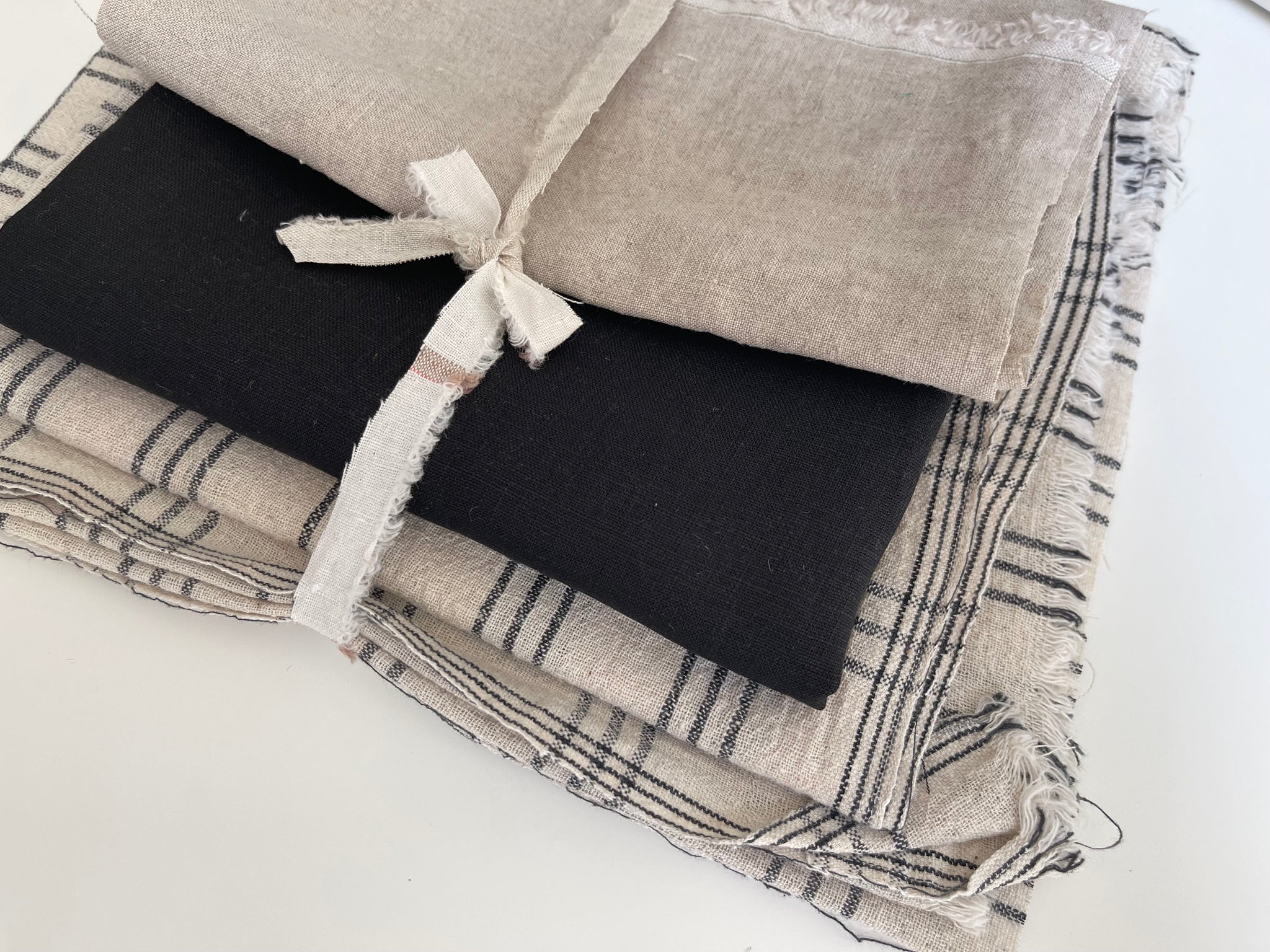 Fabric Remnants Bundle - Linen and Handwoven Cotton