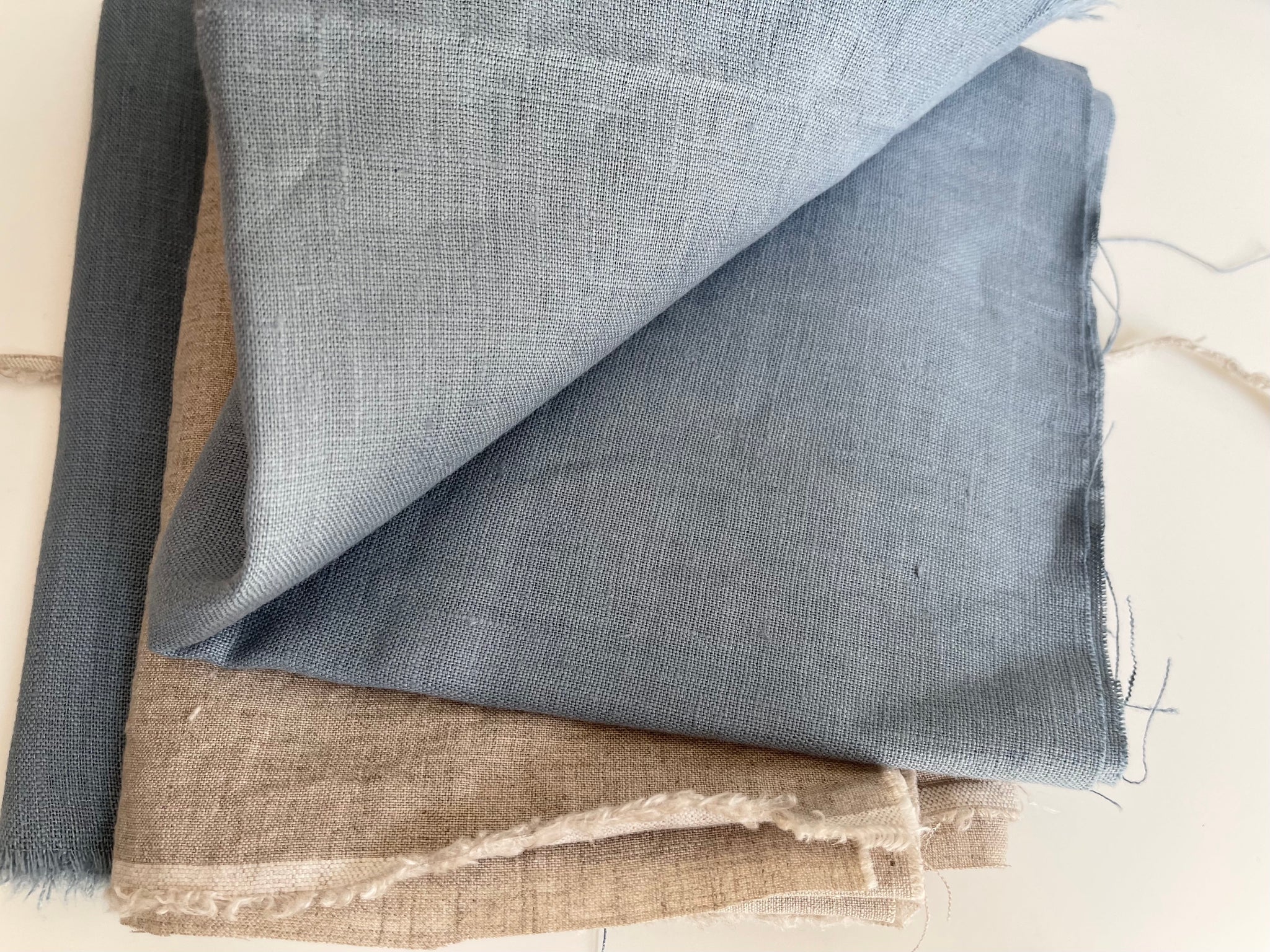 Linen Fabric Remnants - Spring Lake and Natural