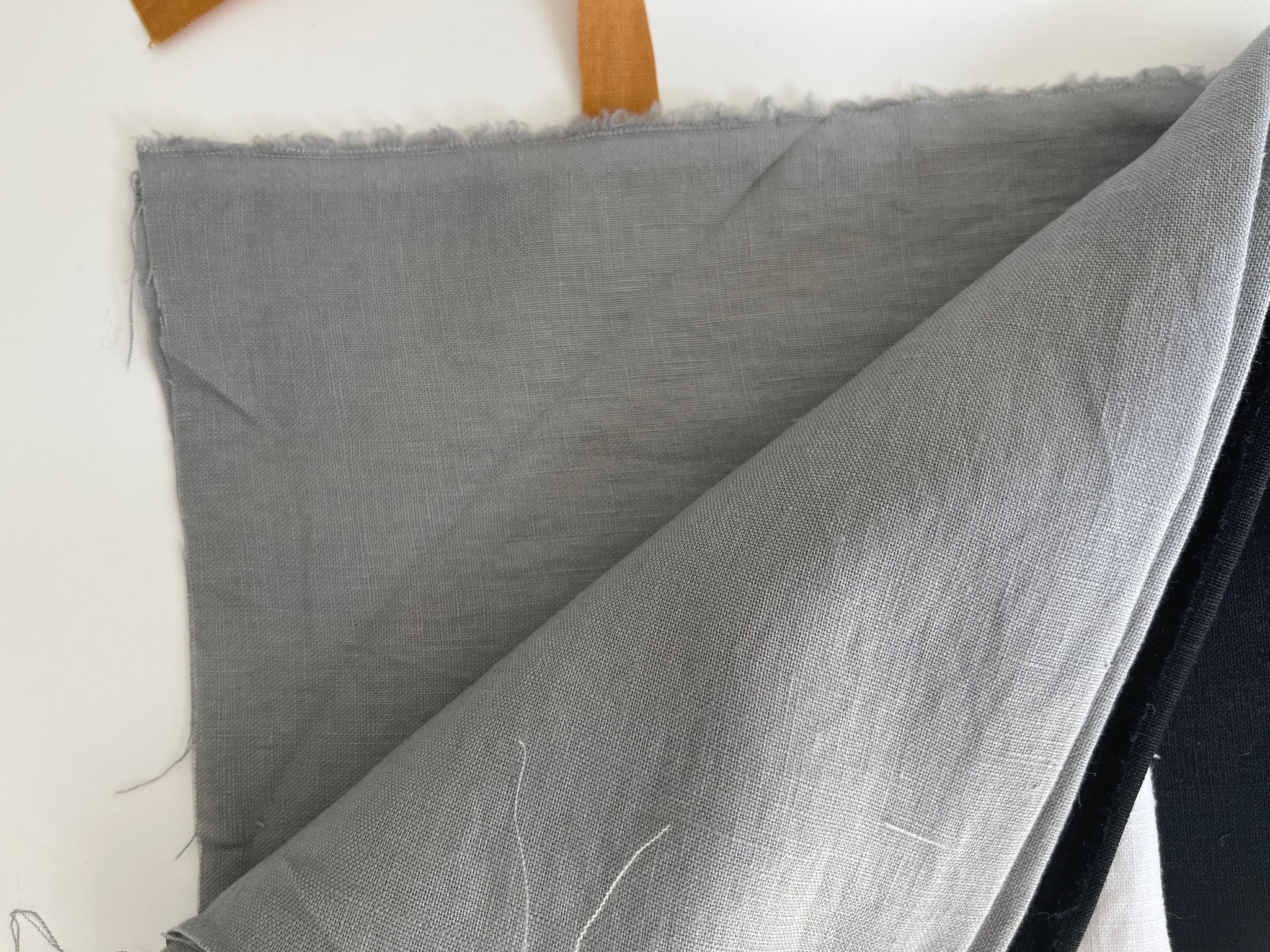 Linen Fabric Remnants - Pure White, Grey and Black