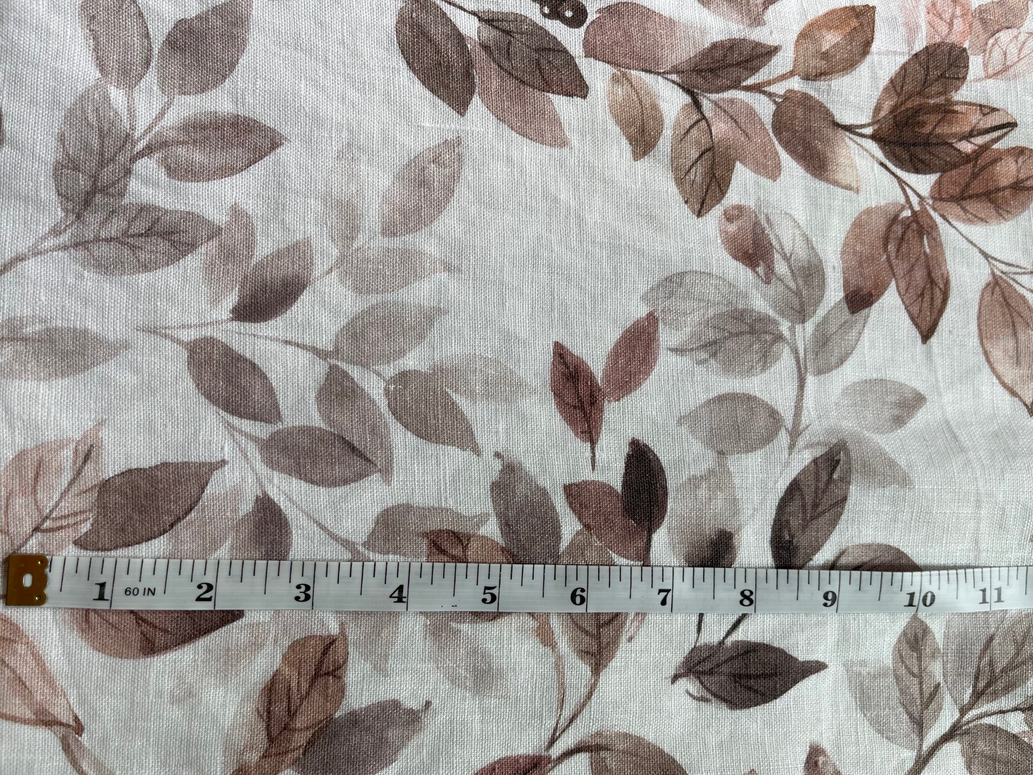 Fall Berry Foliage Linen Fabric - Washed