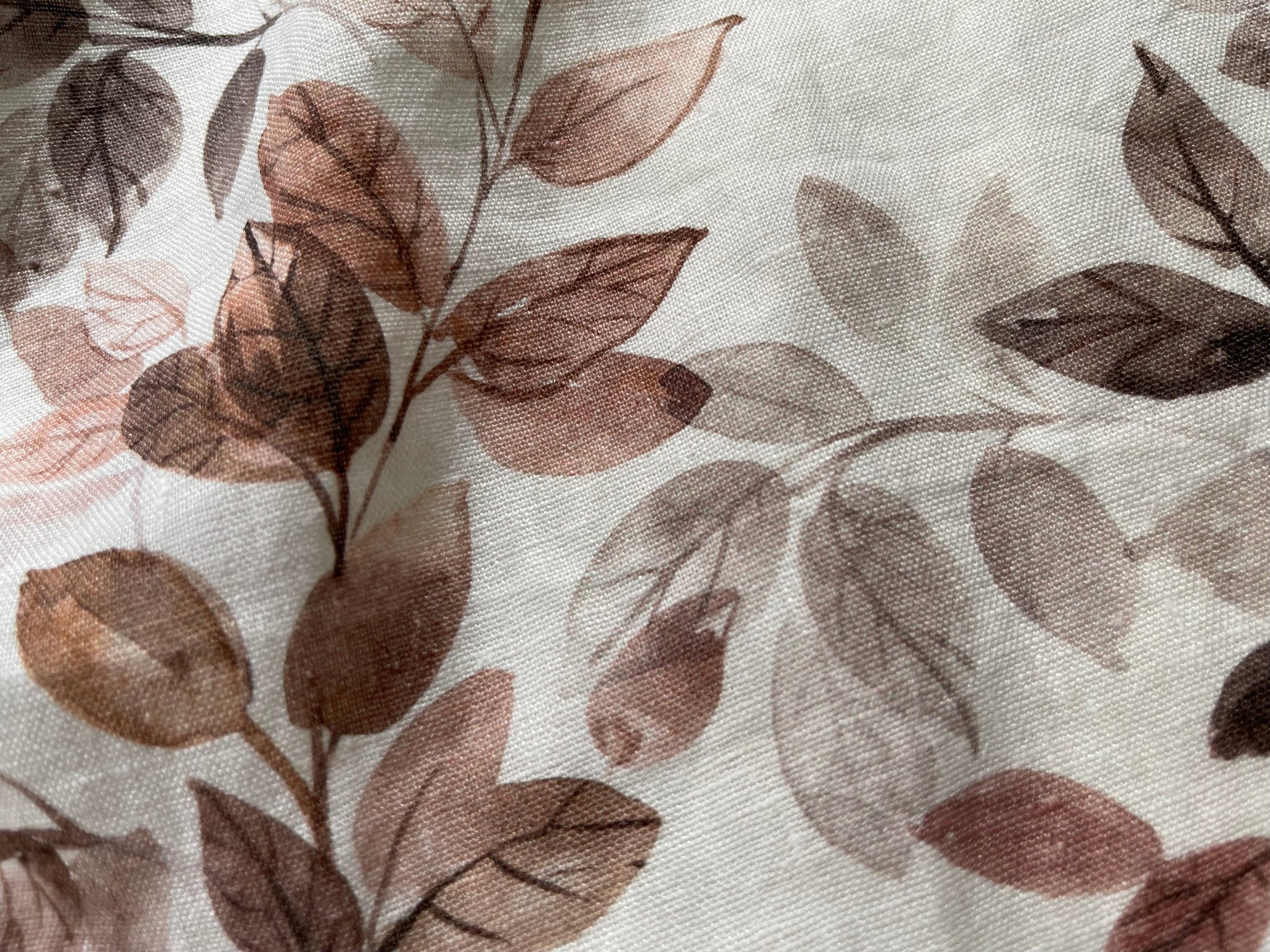 Fall Berry Foliage Linen Fabric - Washed
