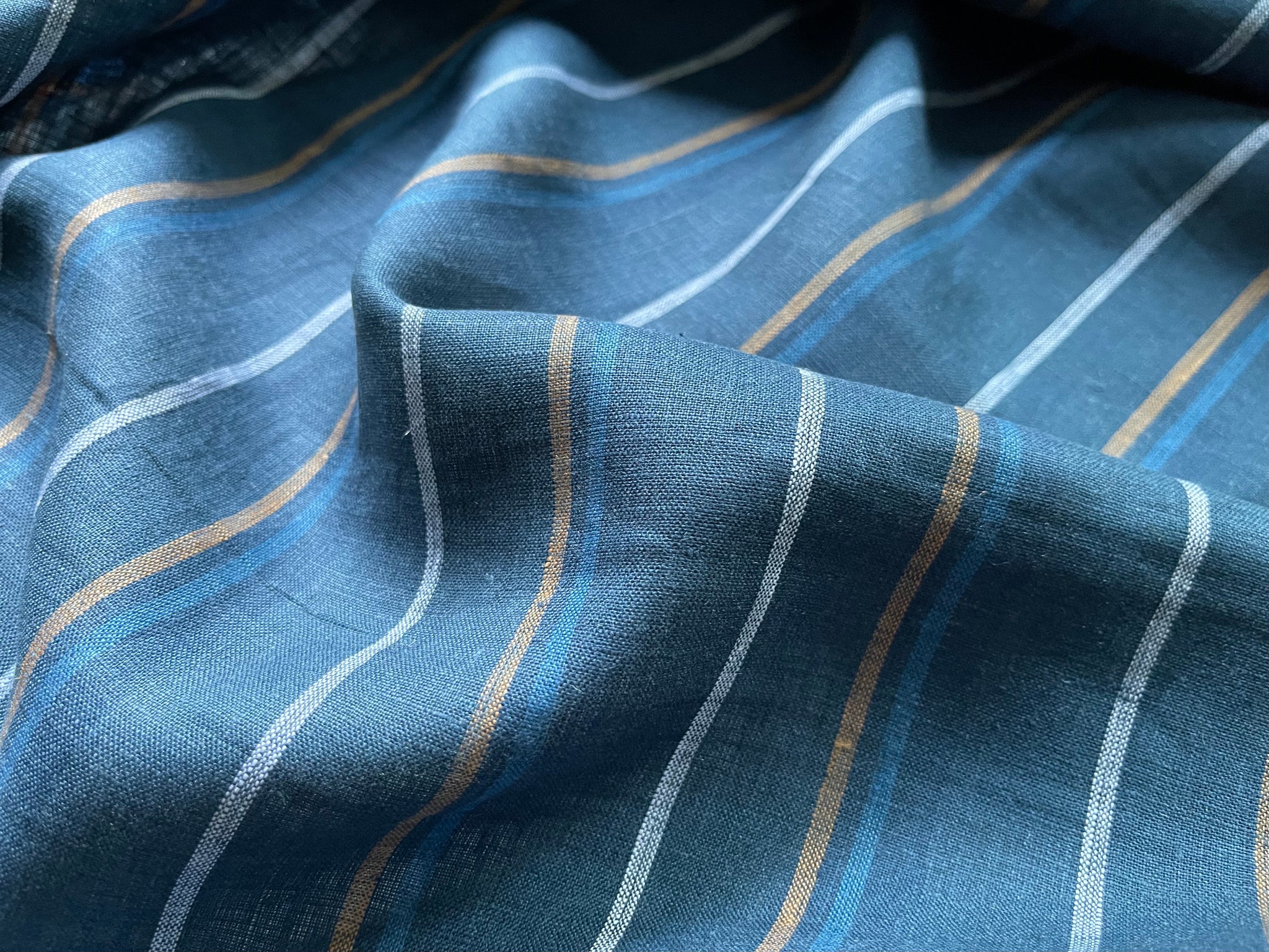 Deadstock Linen Fabric - Deep Dive Stripe