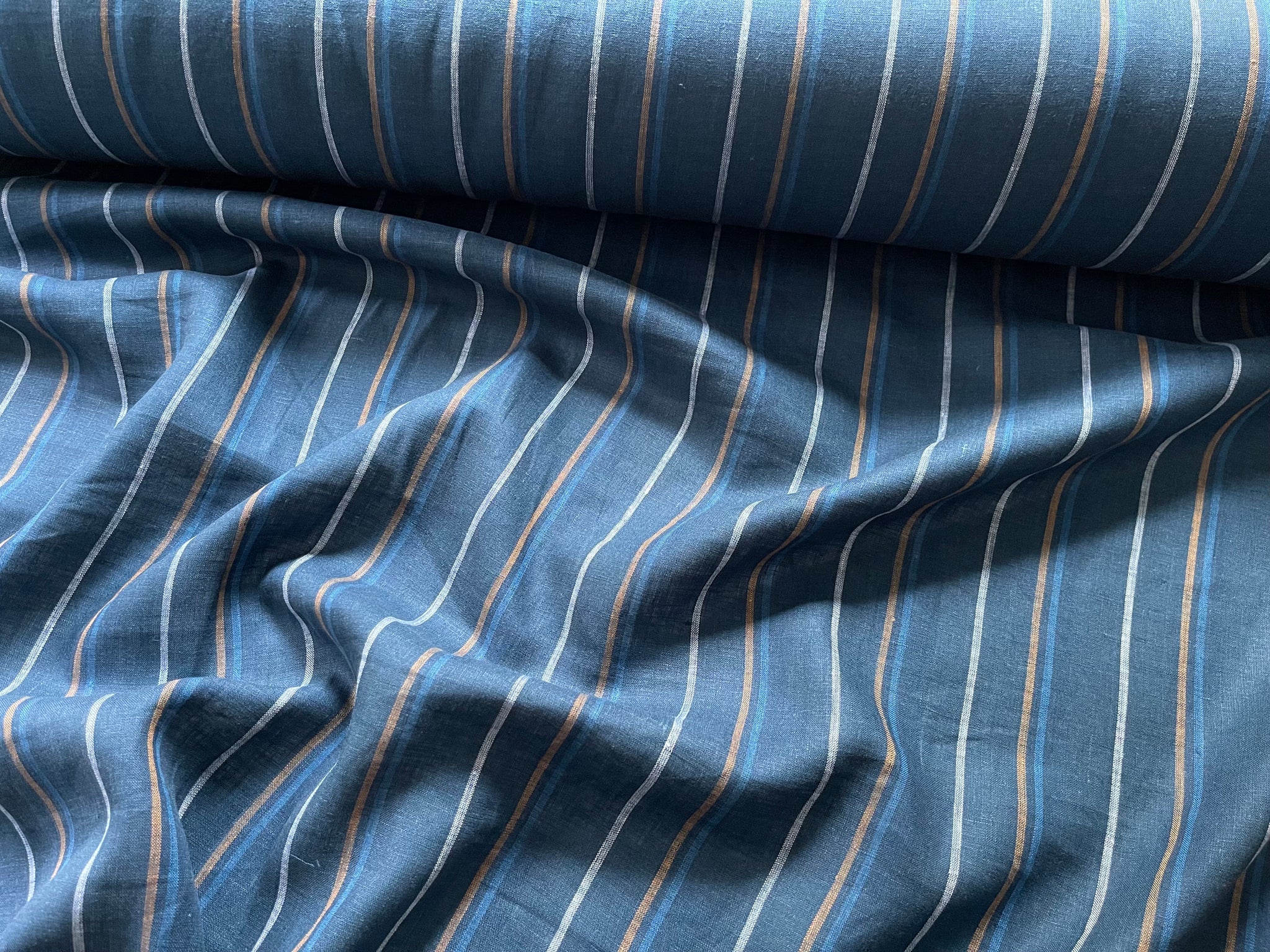 Deadstock Linen Fabric - Deep Dive Stripe