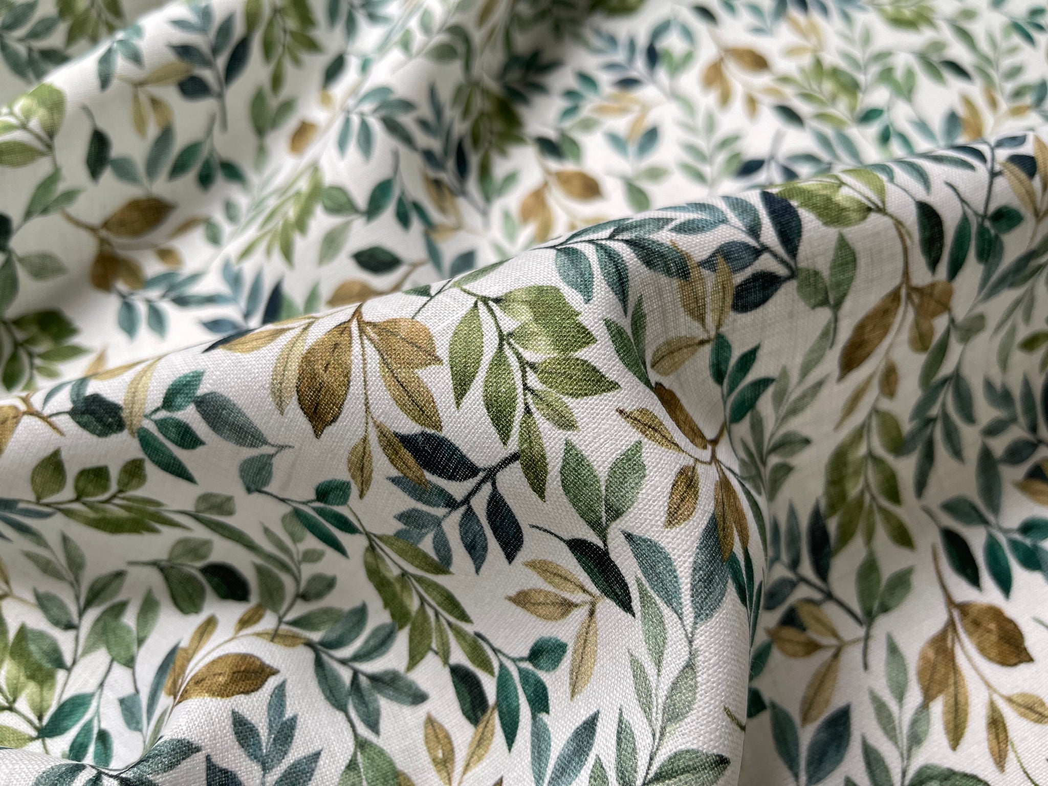 Deadstock Linen Fabric - Golden Leaf