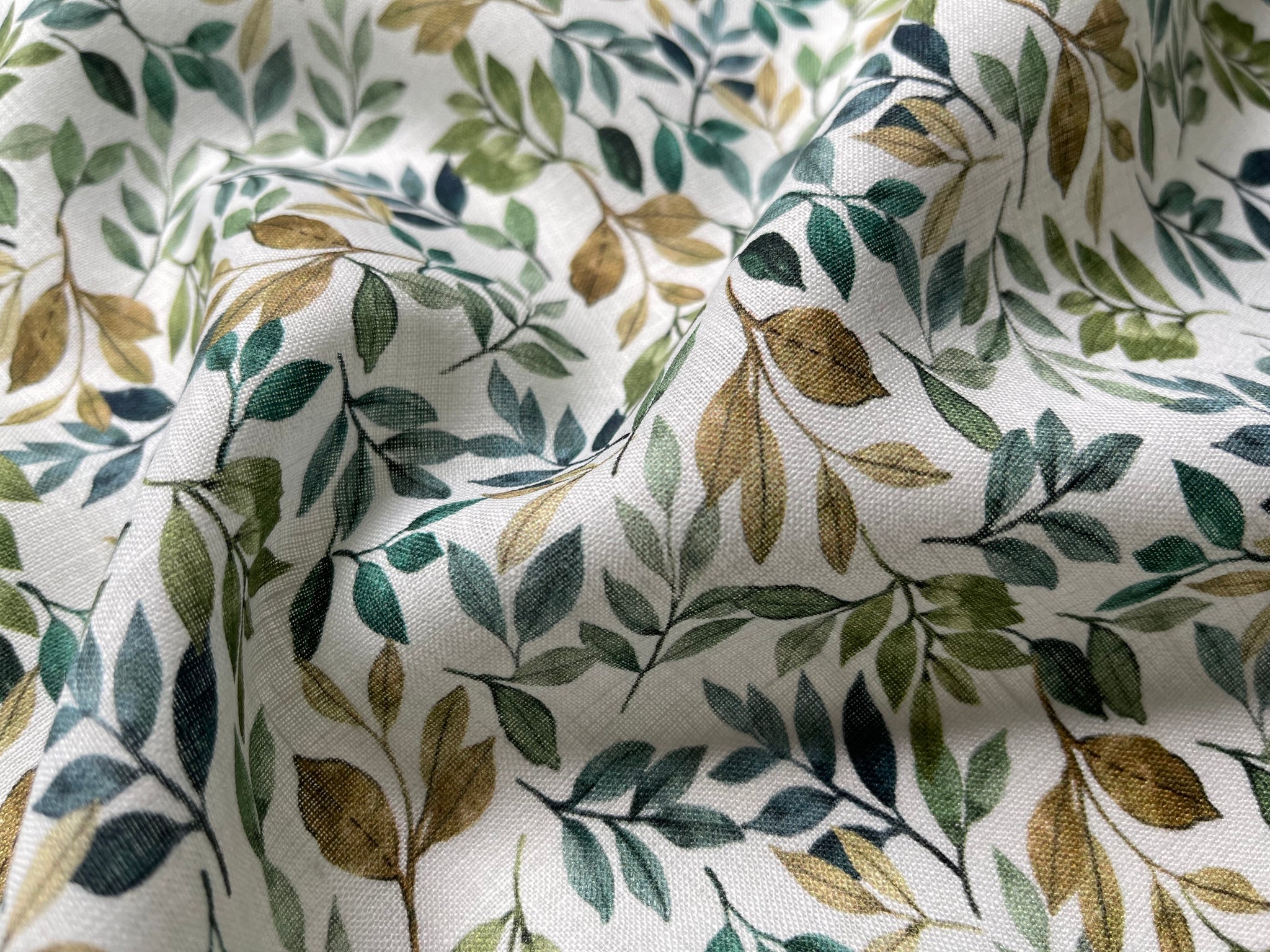 Deadstock Linen Fabric - Golden Leaf