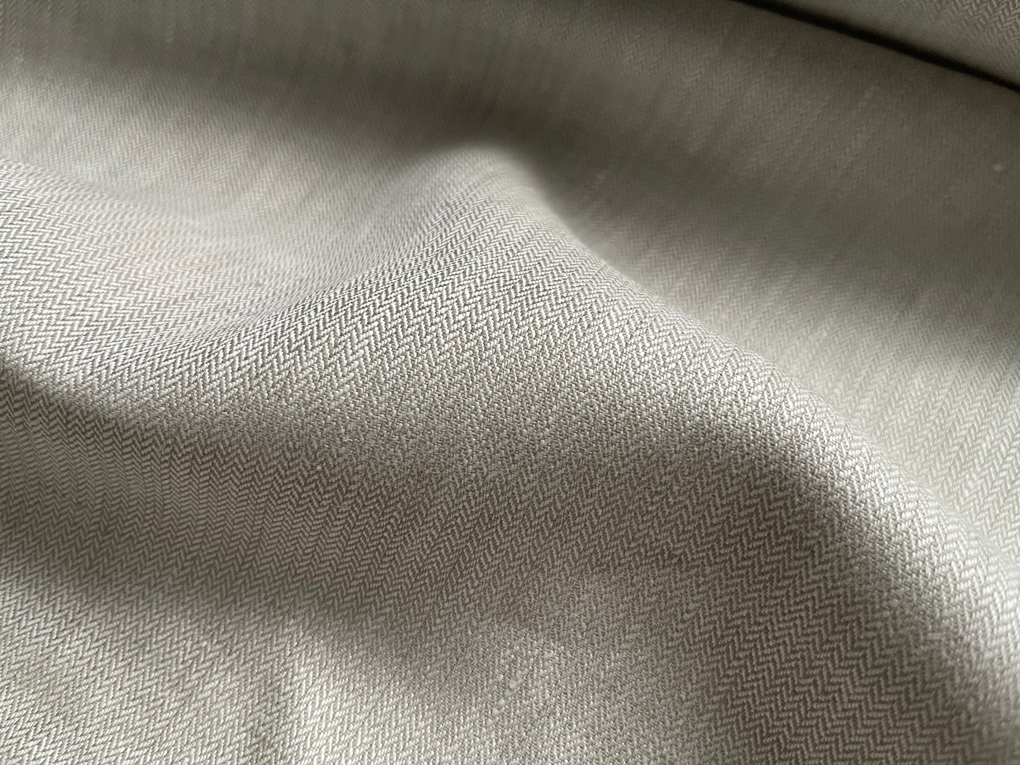 Deadstock Linen Fabric - Natural Herringbone