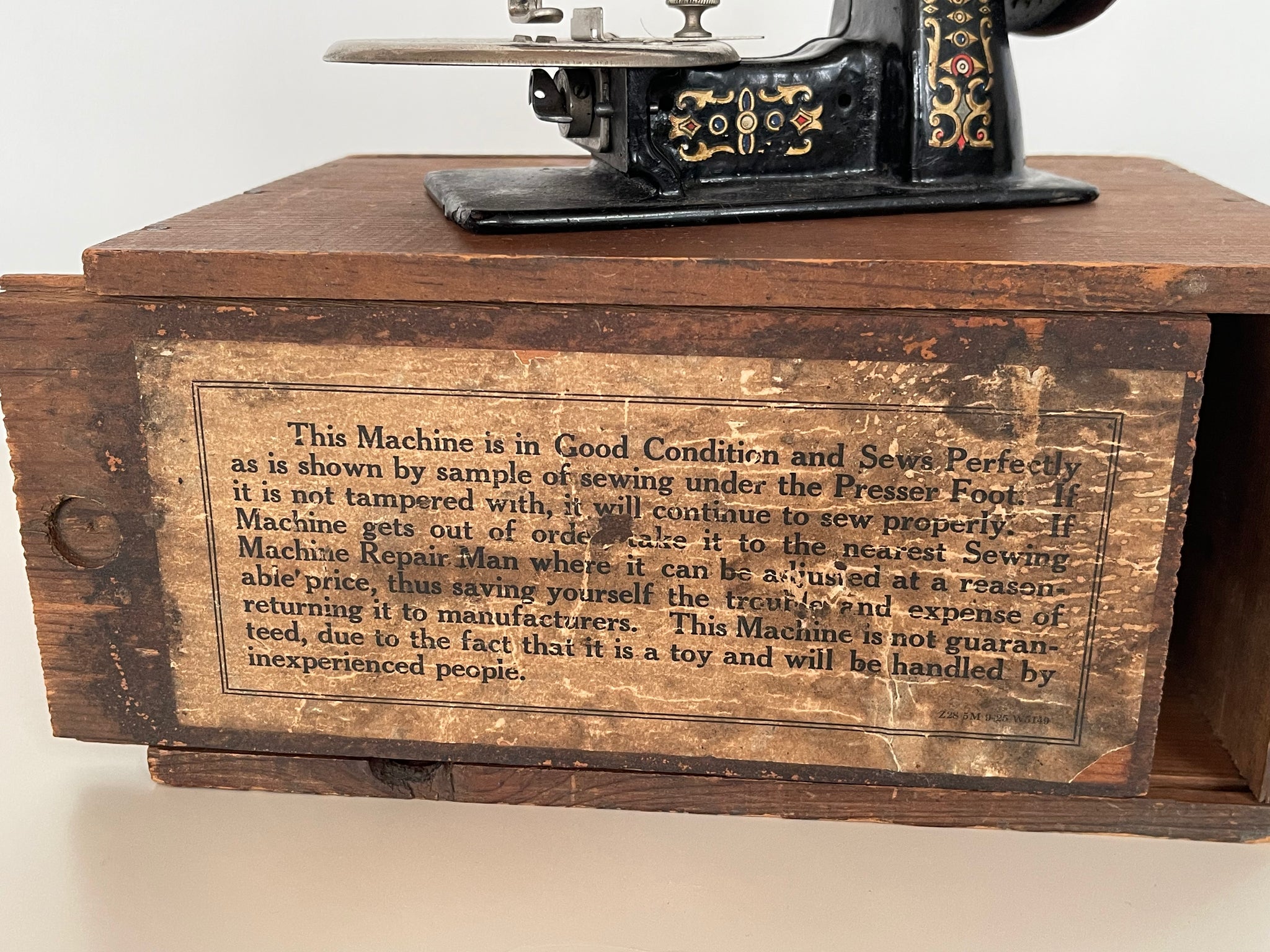 Vintage Stitchwell Miniature Sewing Machine with Original Wooden