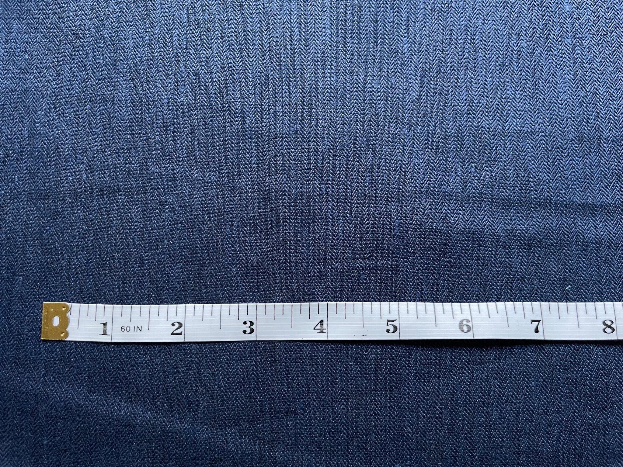 Deadstock Linen Fabric - Navy Herringbone
