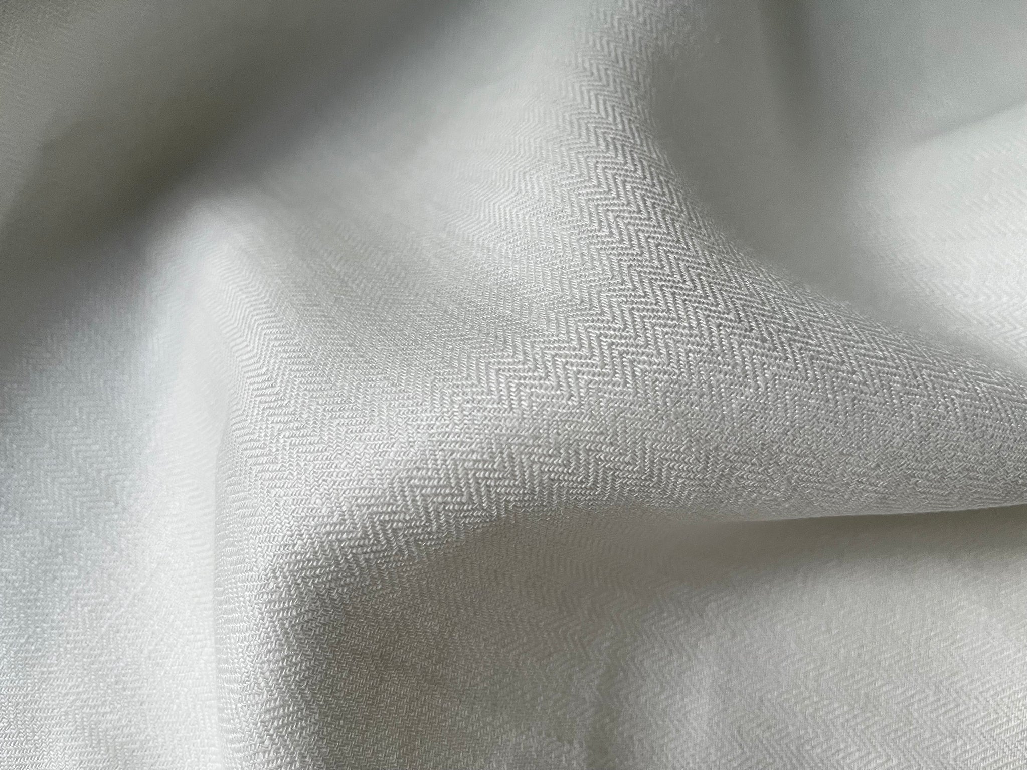 Deadstock Linen Fabric - Ivory Herringbone