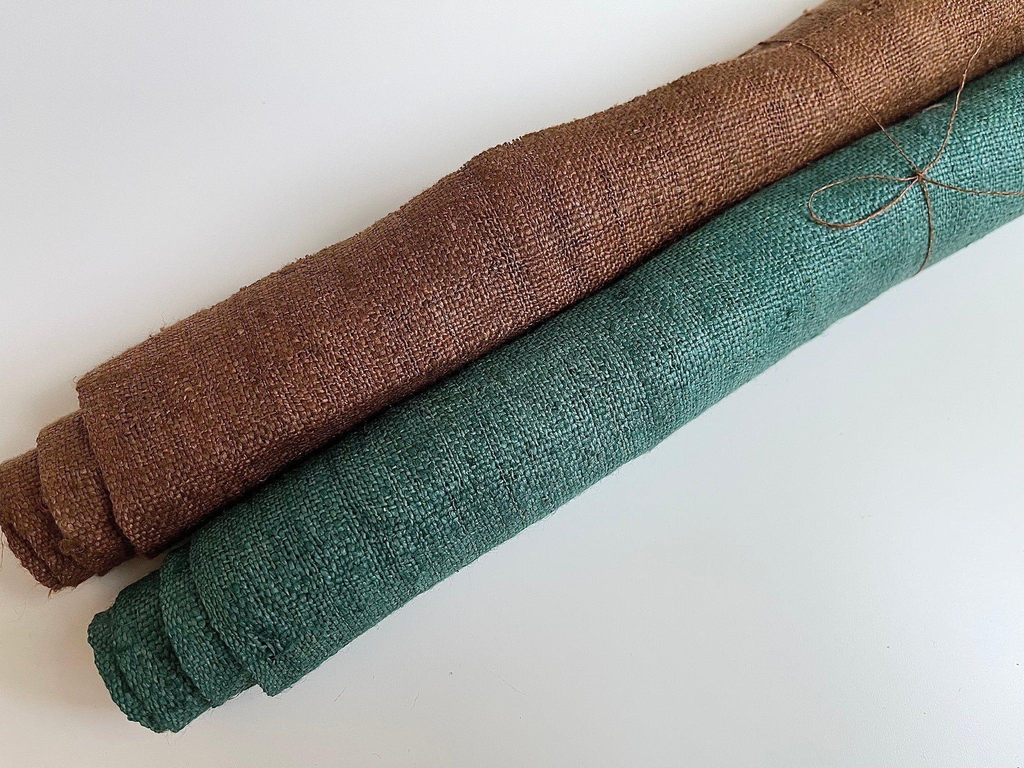 Organic Handwoven Hemp Fabric Bundle - Brown and Green