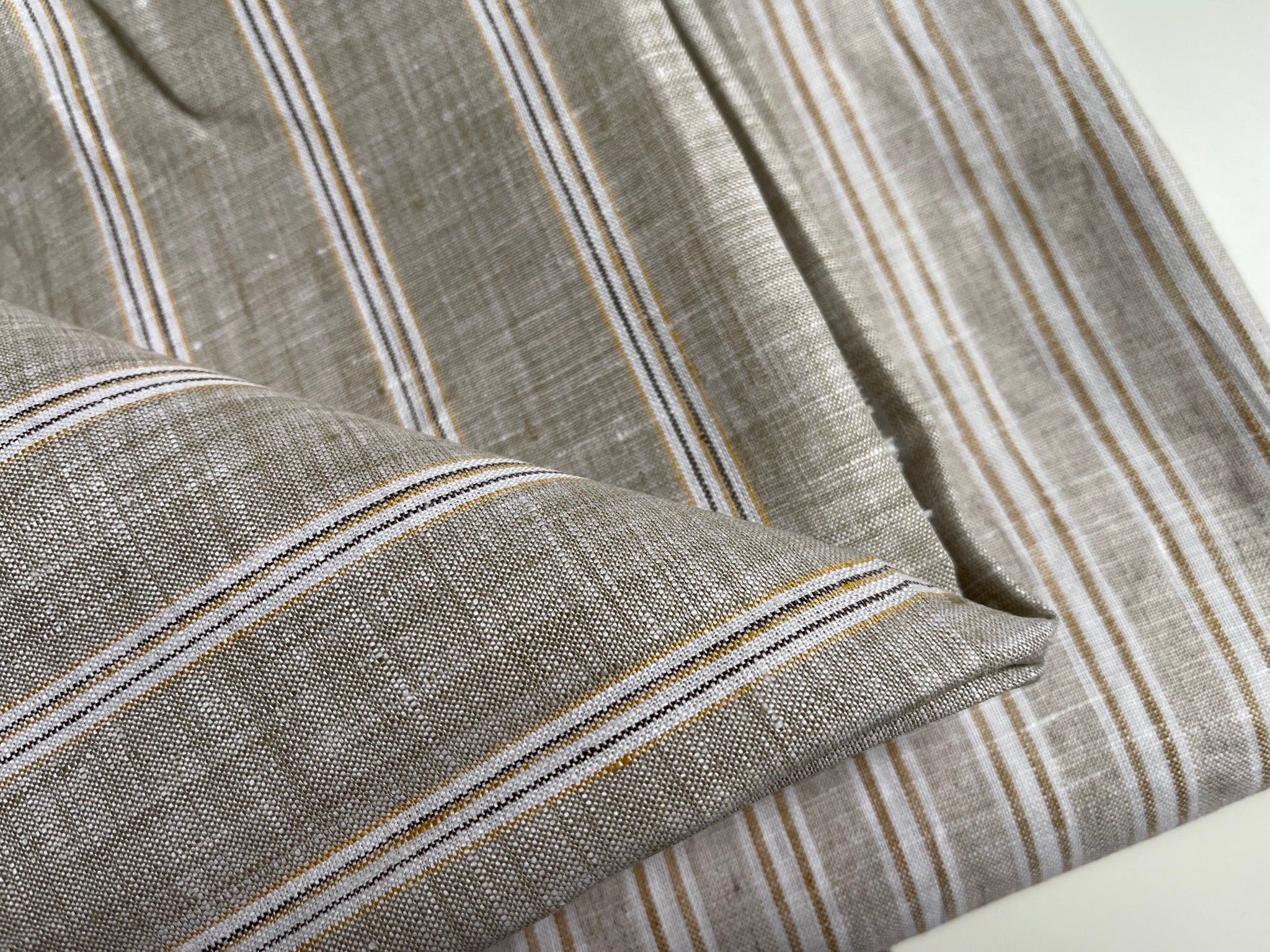 Linen Fabric Remnants - Natural Stripe and Stripe Multi