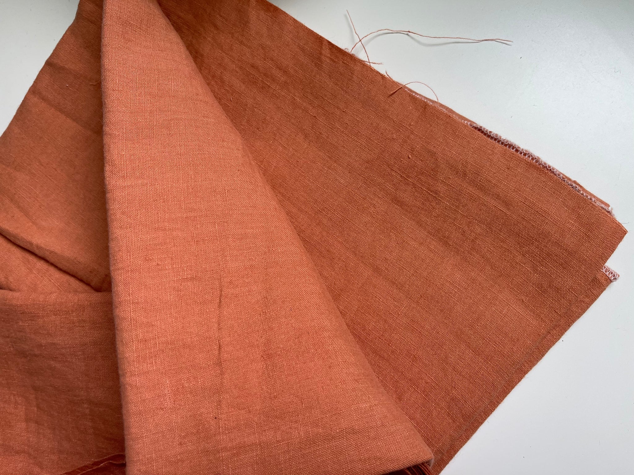 Linen Fabric Remnants - Imperfect Terracotta - about 2.5 yards