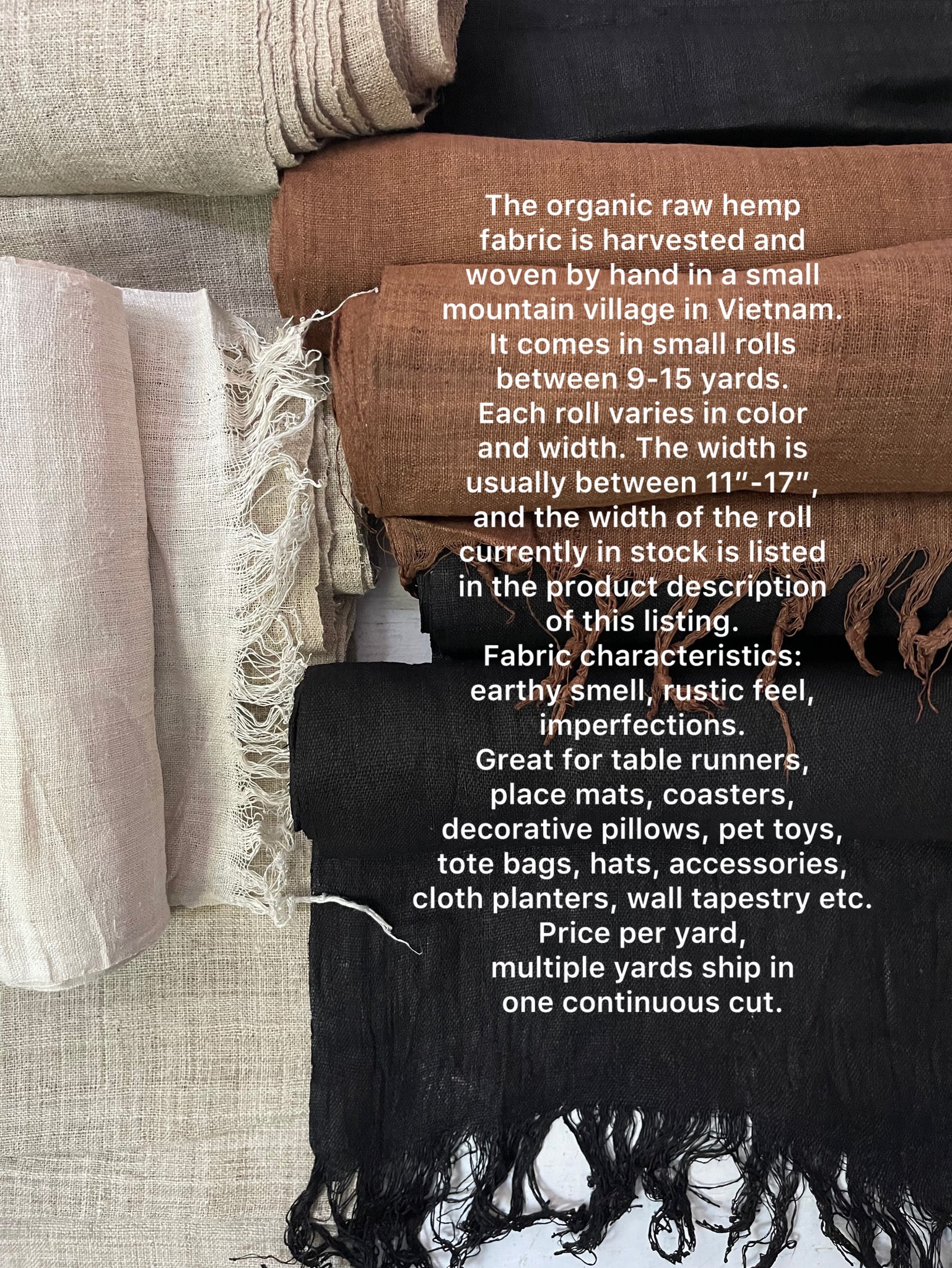 Organic Hmong Hill Tribe Handwoven Hemp Fabric - Natural Color