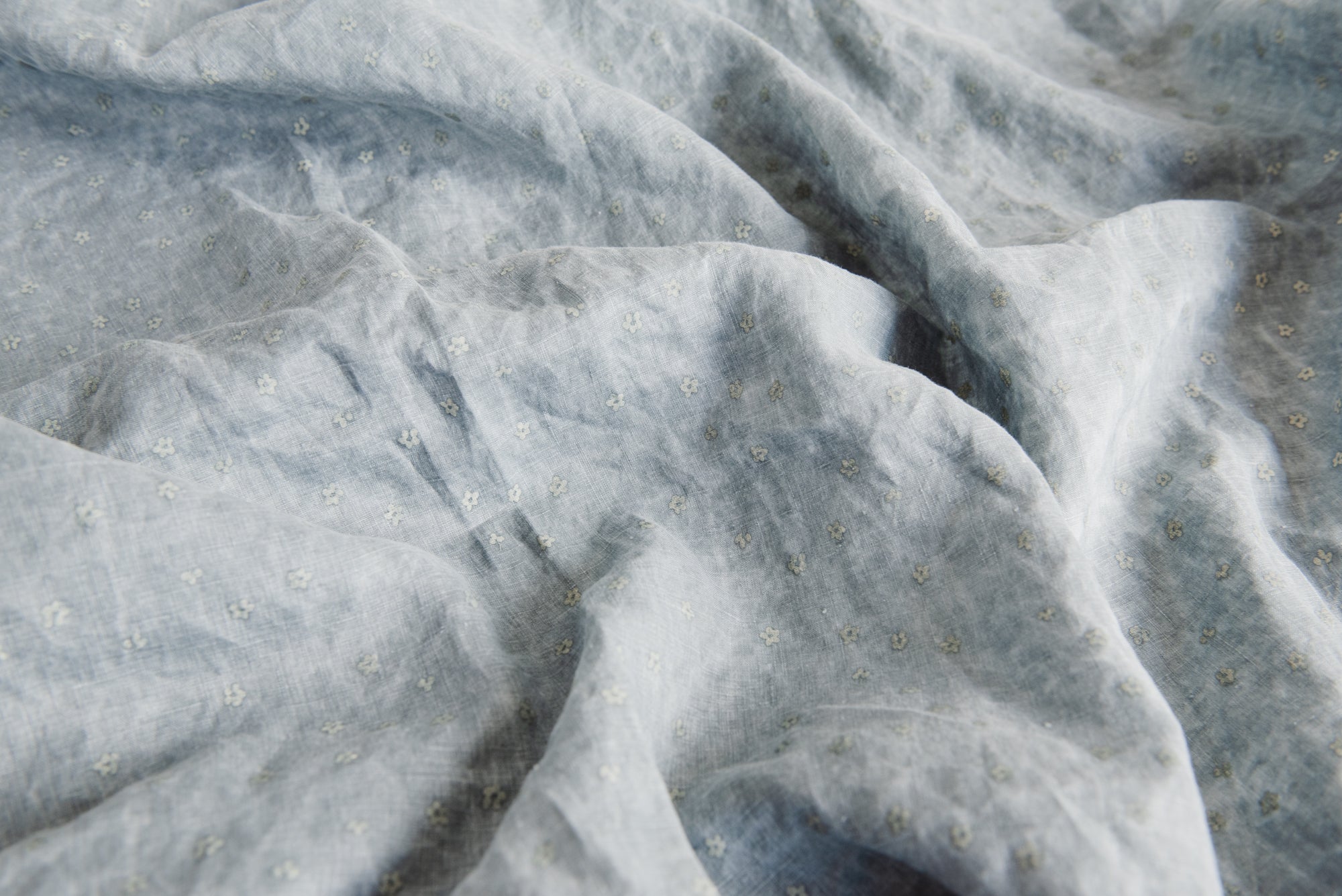 Bluish Grey Floral Linen Fabric