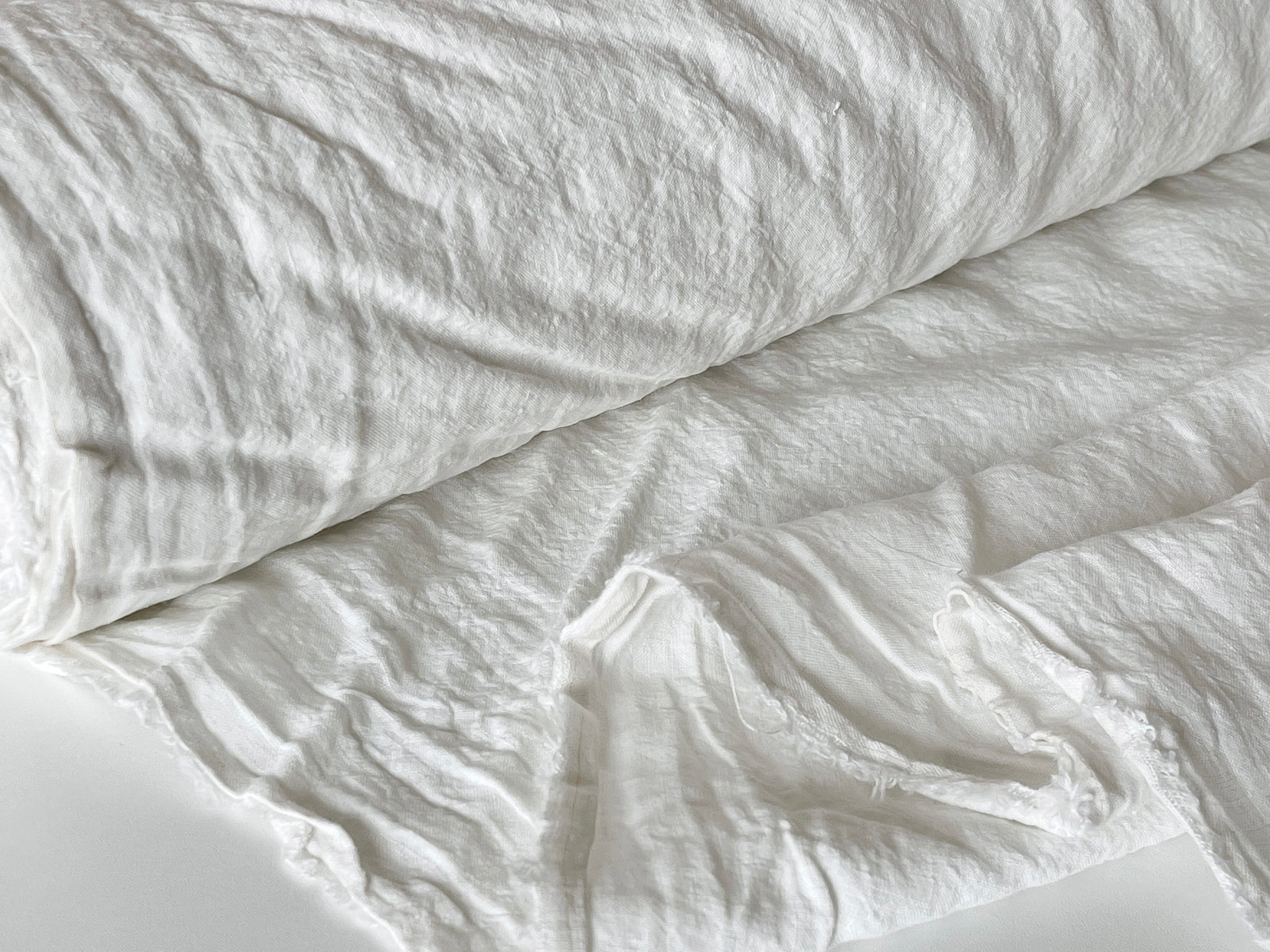 Ivory Linen Fabric - Stone Washed