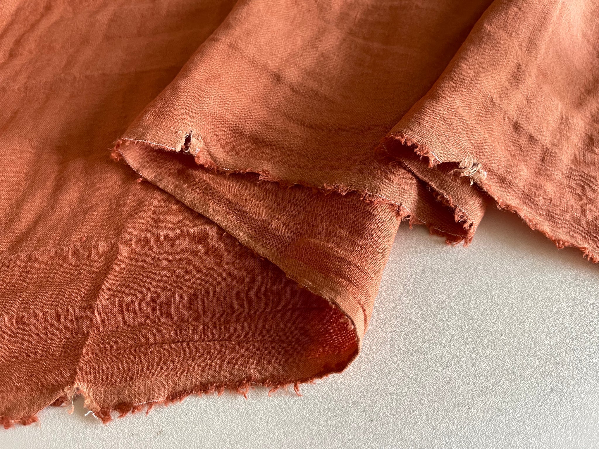 Imperfect Terracotta Linen Fabric - Softened