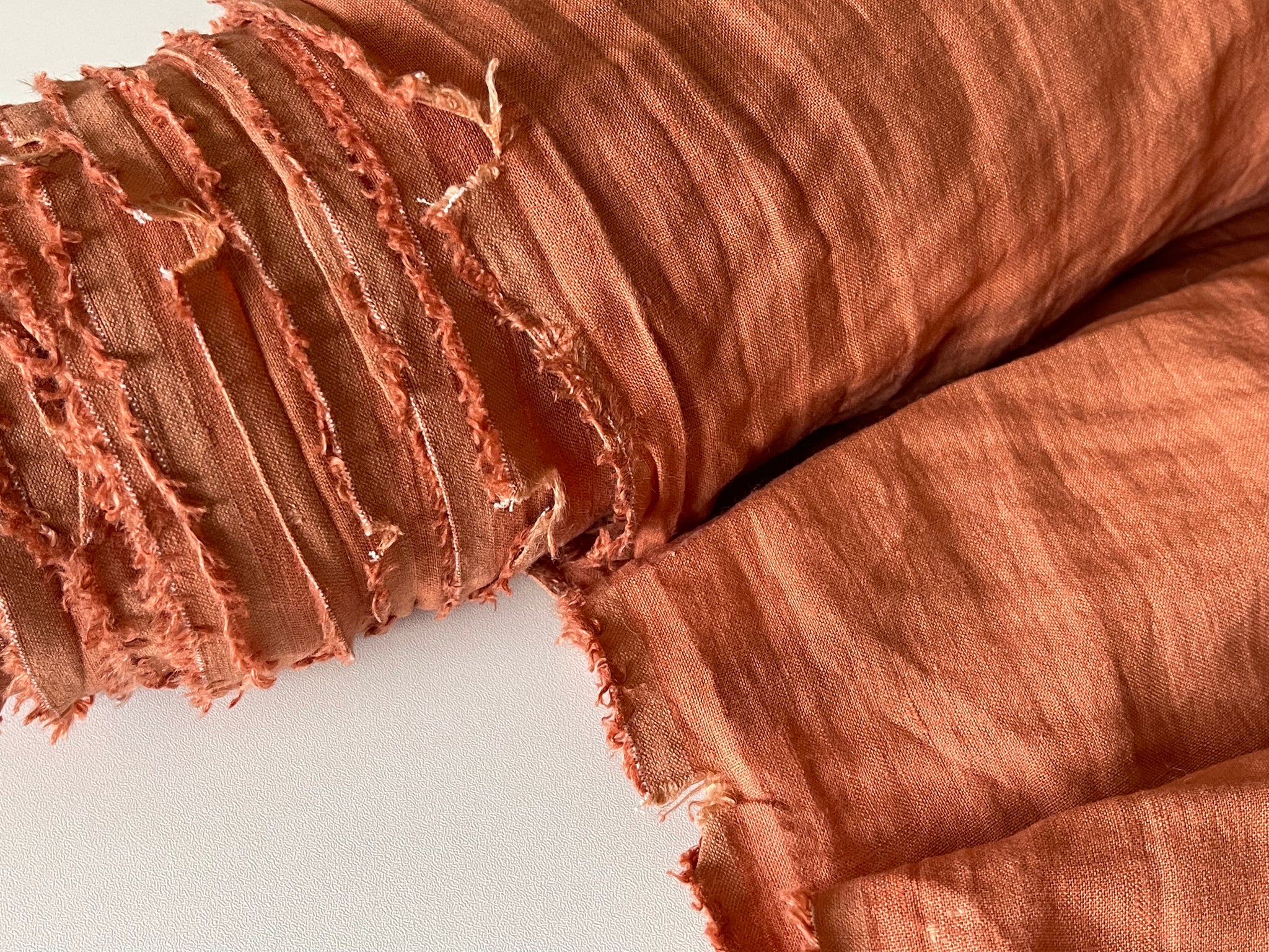 Imperfect Terracotta Linen Fabric - Softened