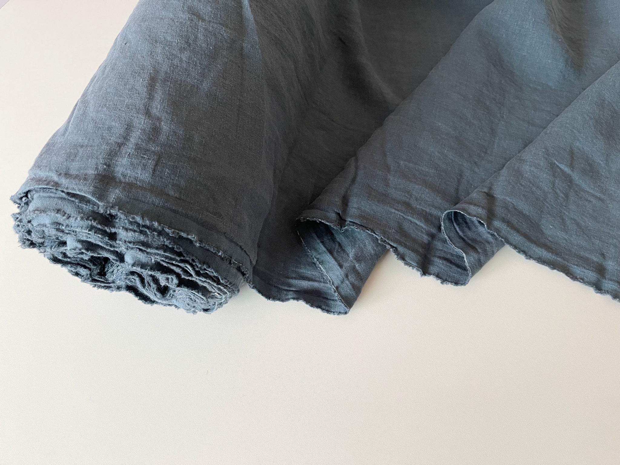 Sea Blue Linen Fabric - Softened