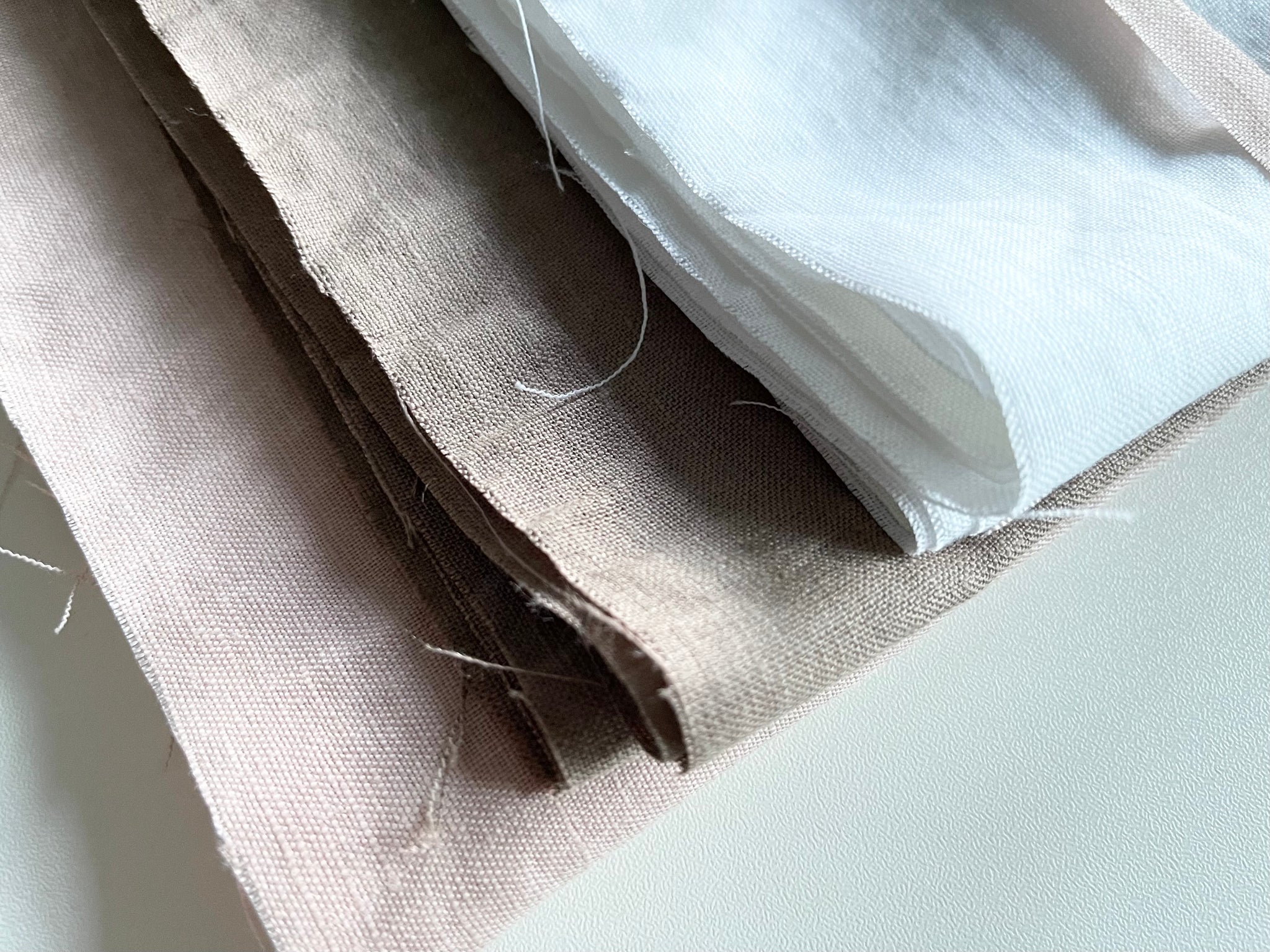 Linen Fabric Remnants - Pure White, Desert Clay, Dusty Rose