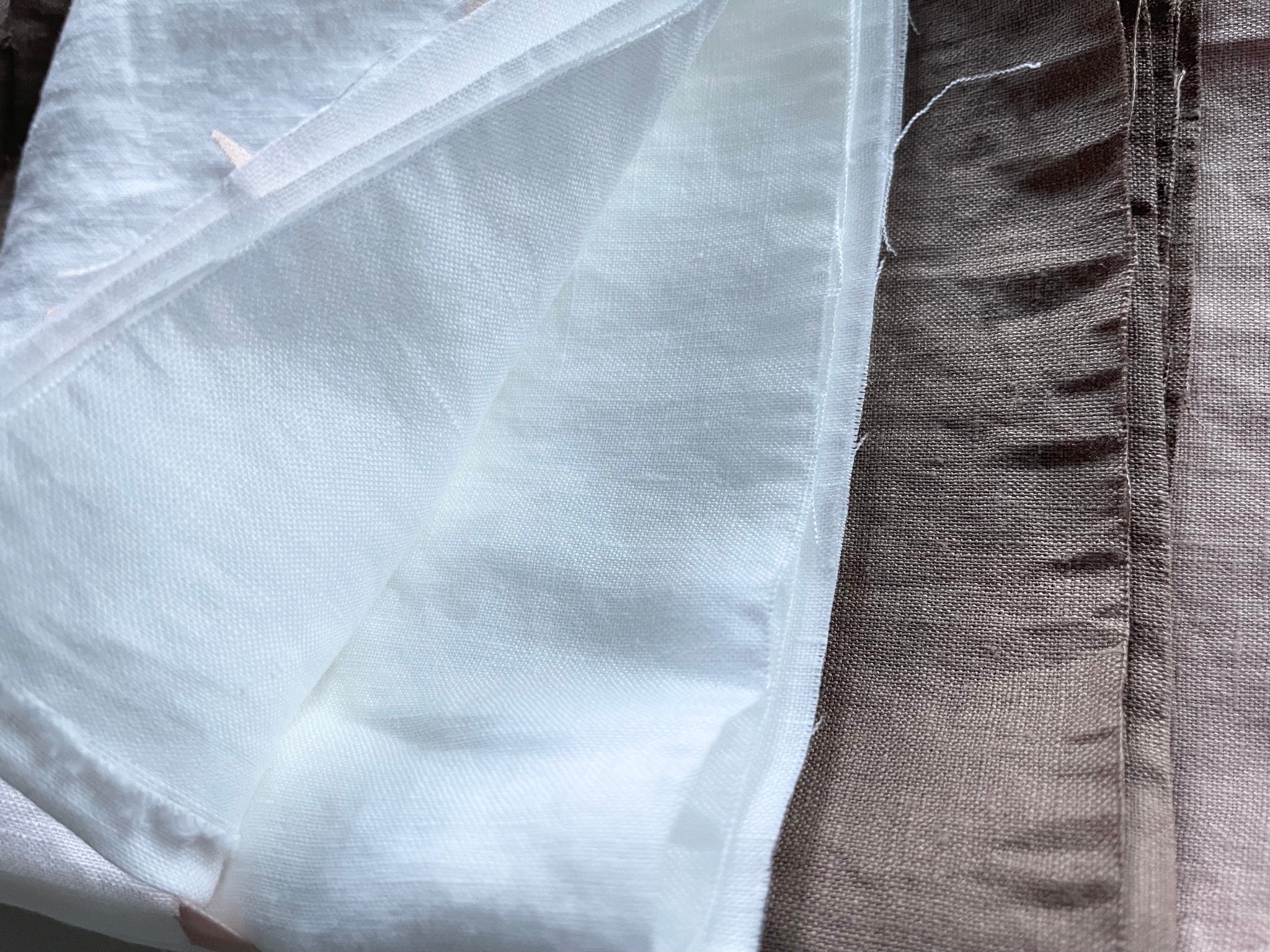 Linen Fabric Remnants - Pure White, Desert Clay, Dusty Rose