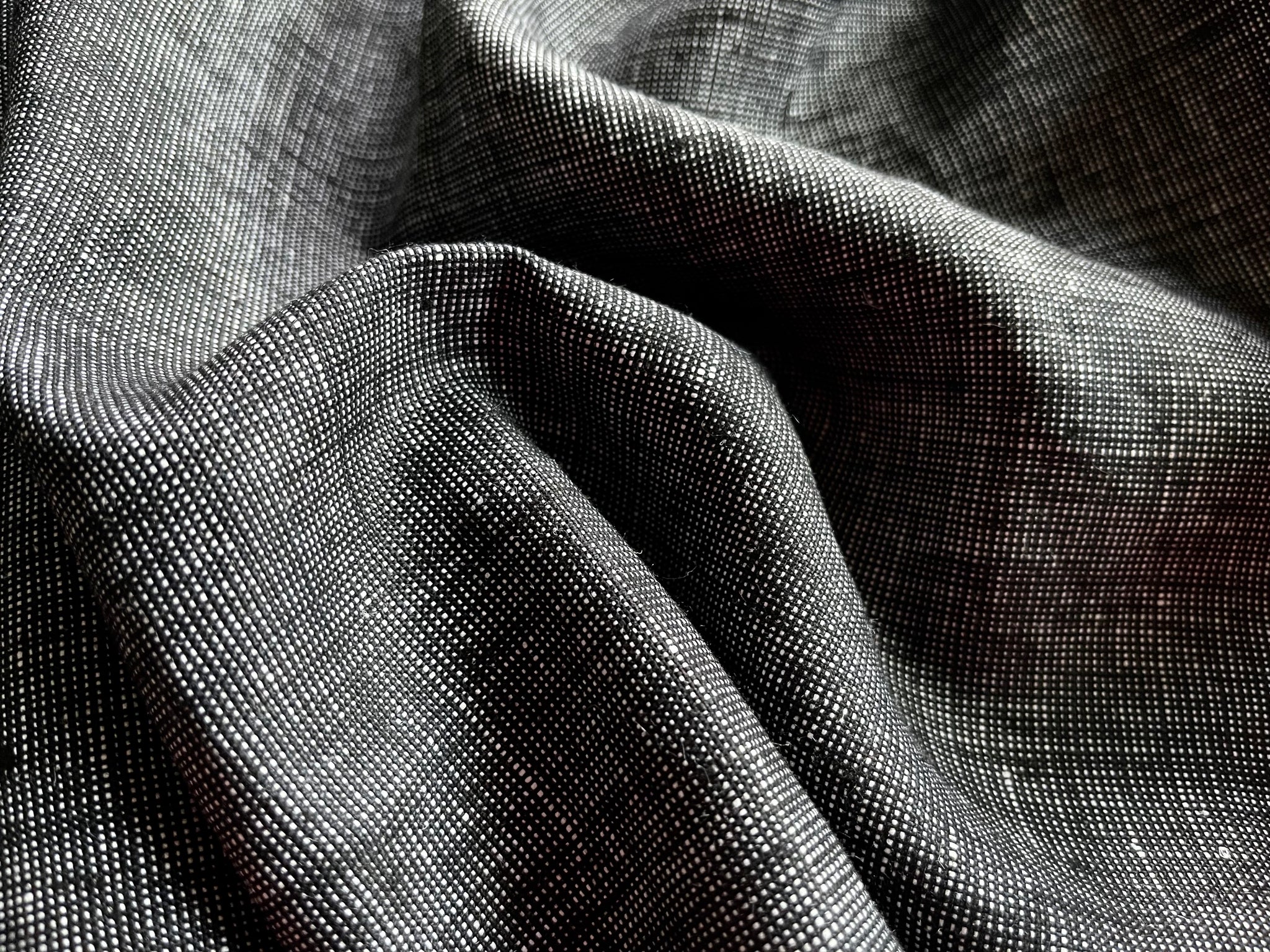 Deadstock Linen Fabric - Black Melange