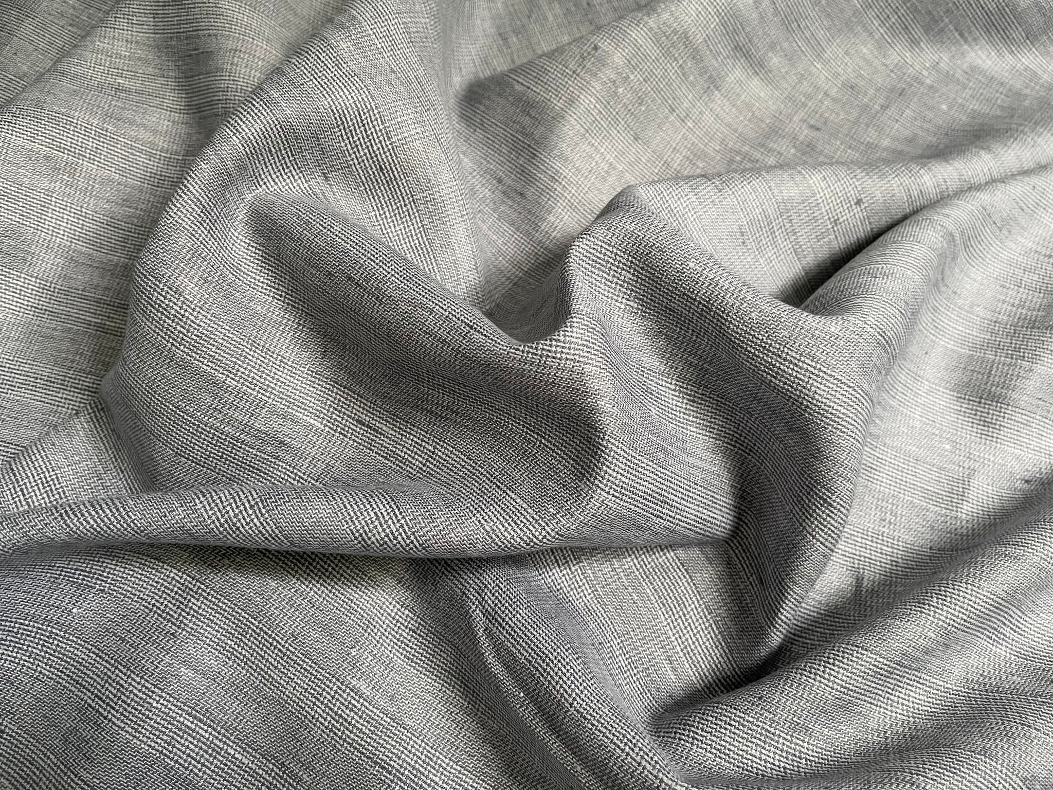 Deadstock Linen Fabric - Grey Plaid