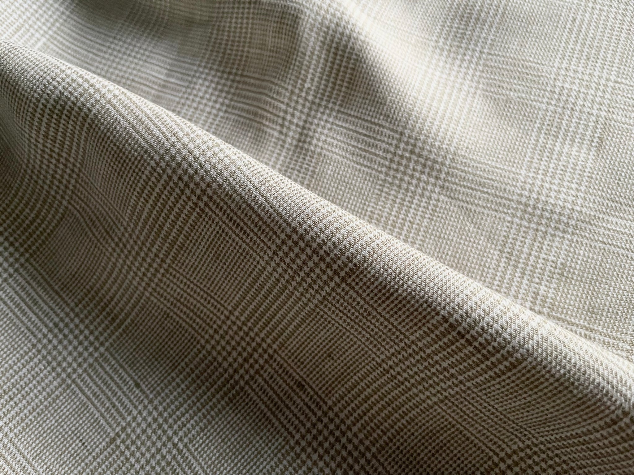Deadstock Linen Fabric - Tan Plaid