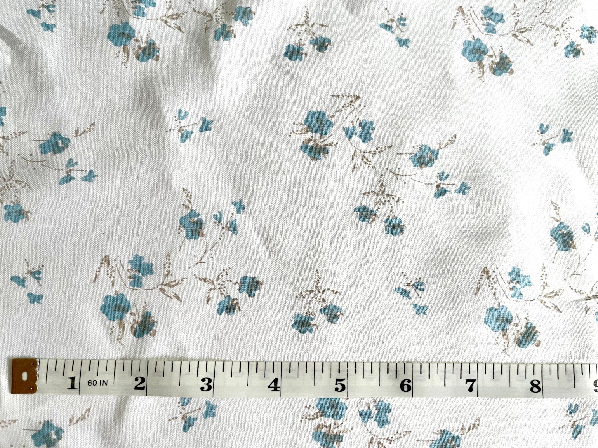 Deadstock Linen Fabric - Blue Floral Print