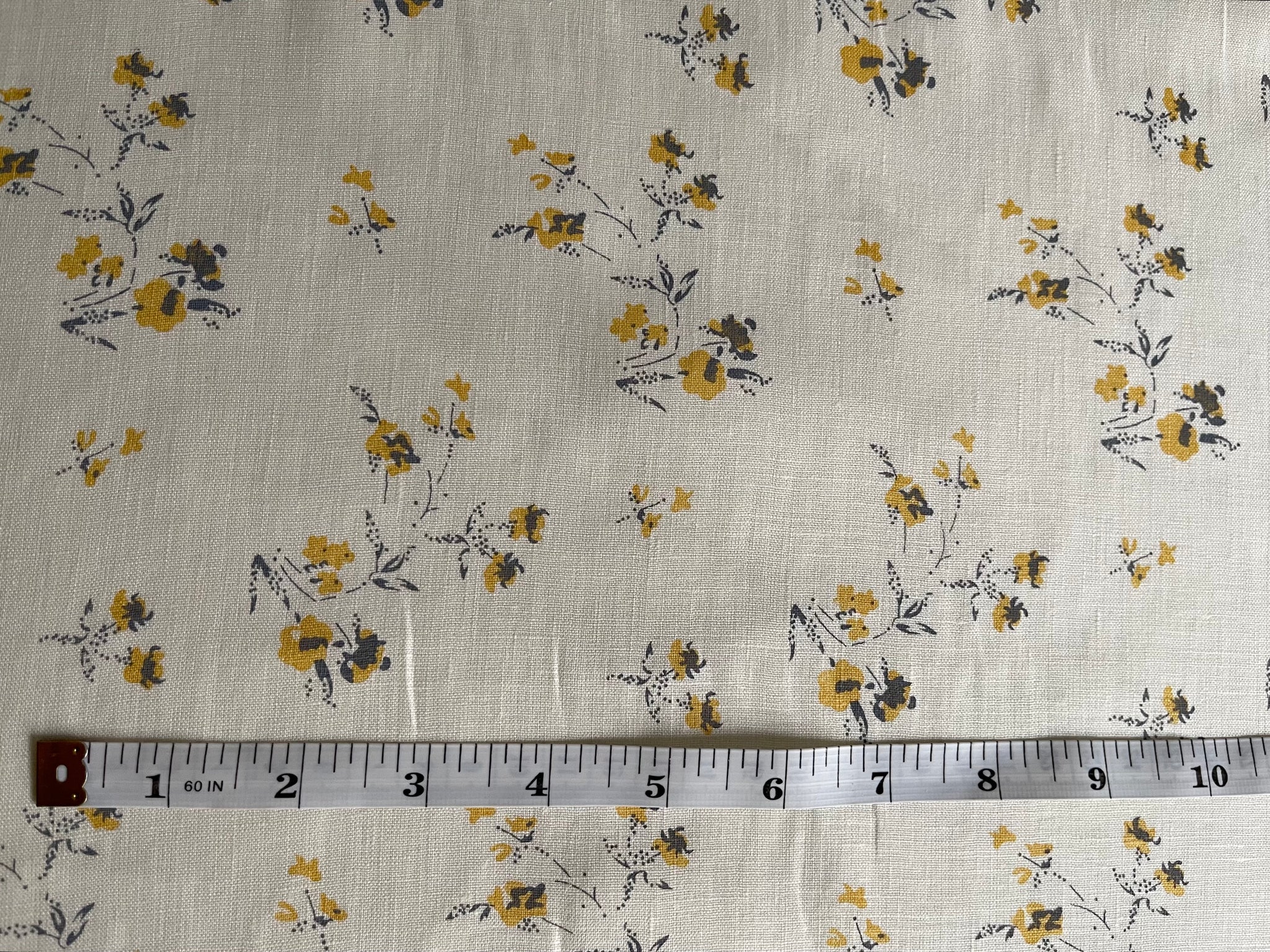 Deadstock Linen Fabric - Yellow Floral Print