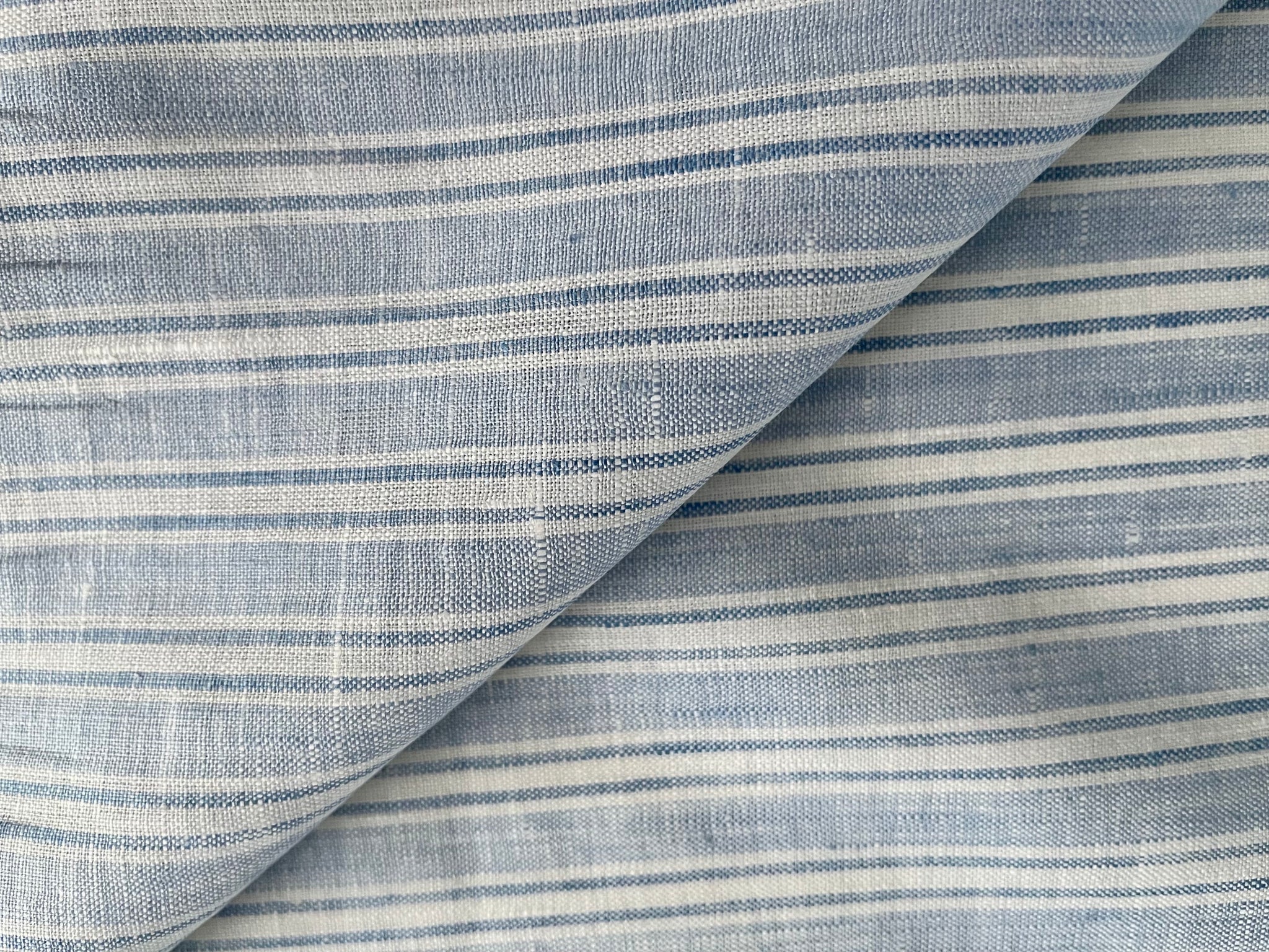 Deadstock Linen Fabric - Light Blue Stripe