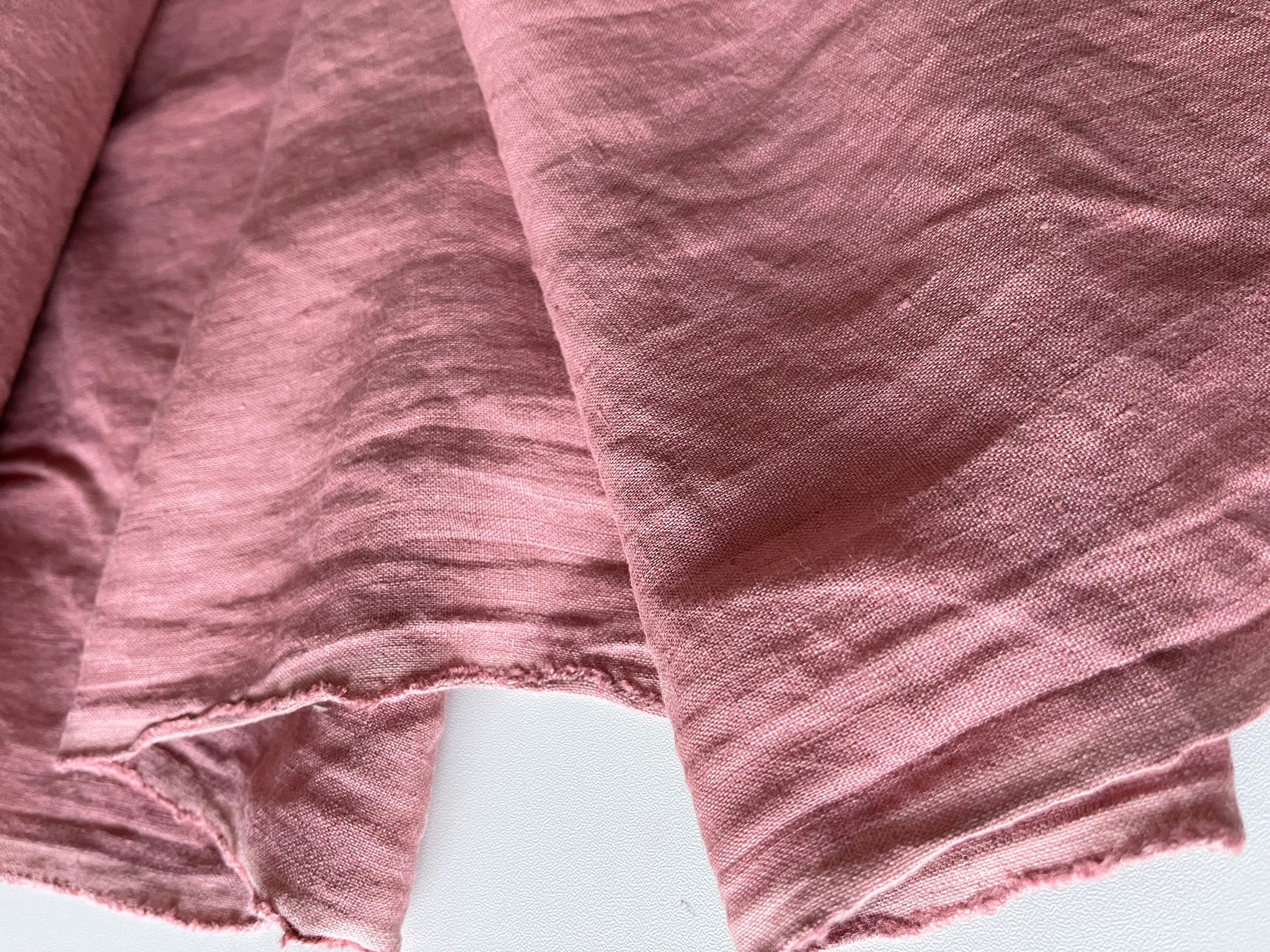Old Rose Linen Fabric - Softened