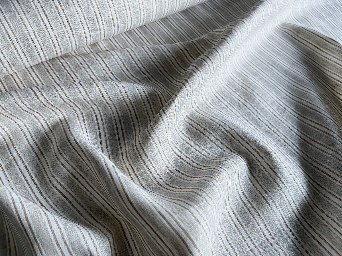 Deadstock Linen Fabric - Natural Stripe – Terra Textilia