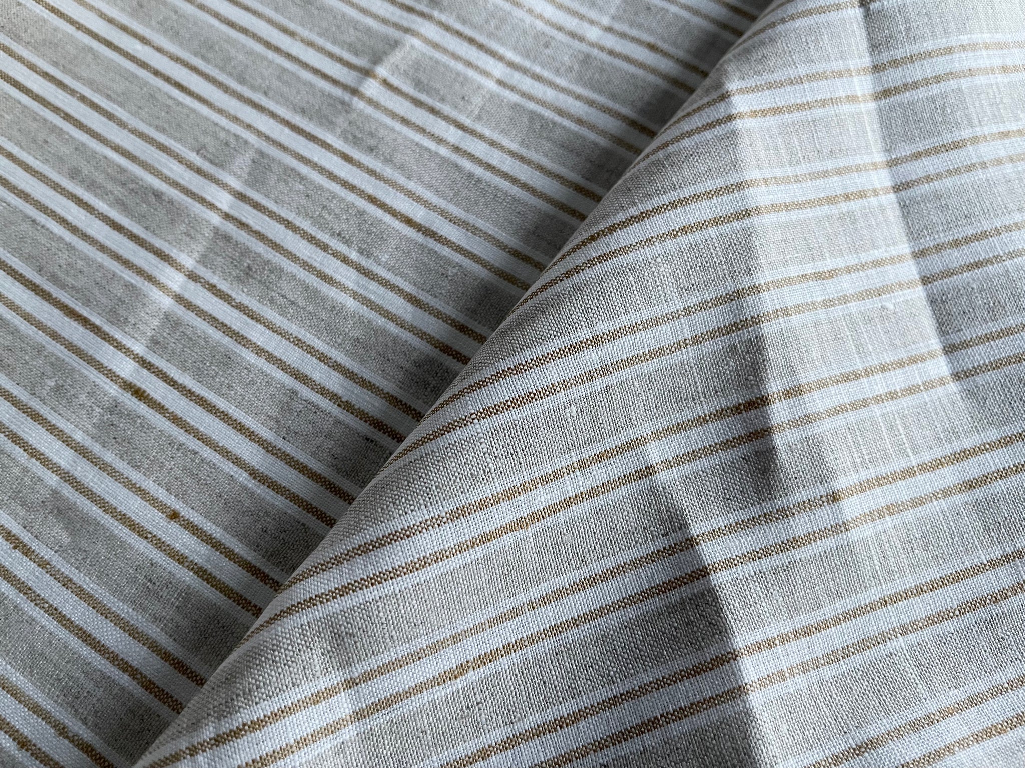 Deadstock Linen Fabric - Natural Stripe