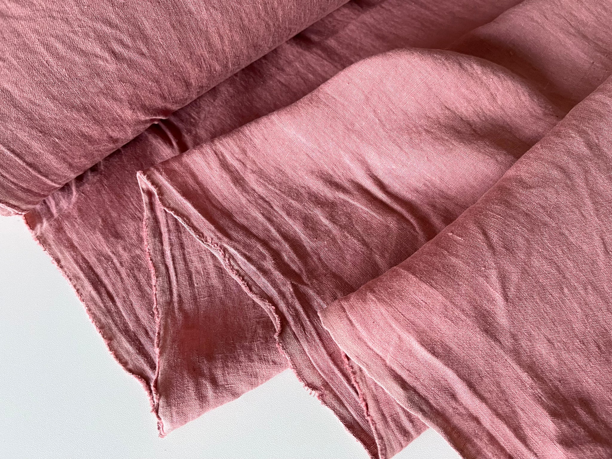 Old Rose Linen Fabric - Softened