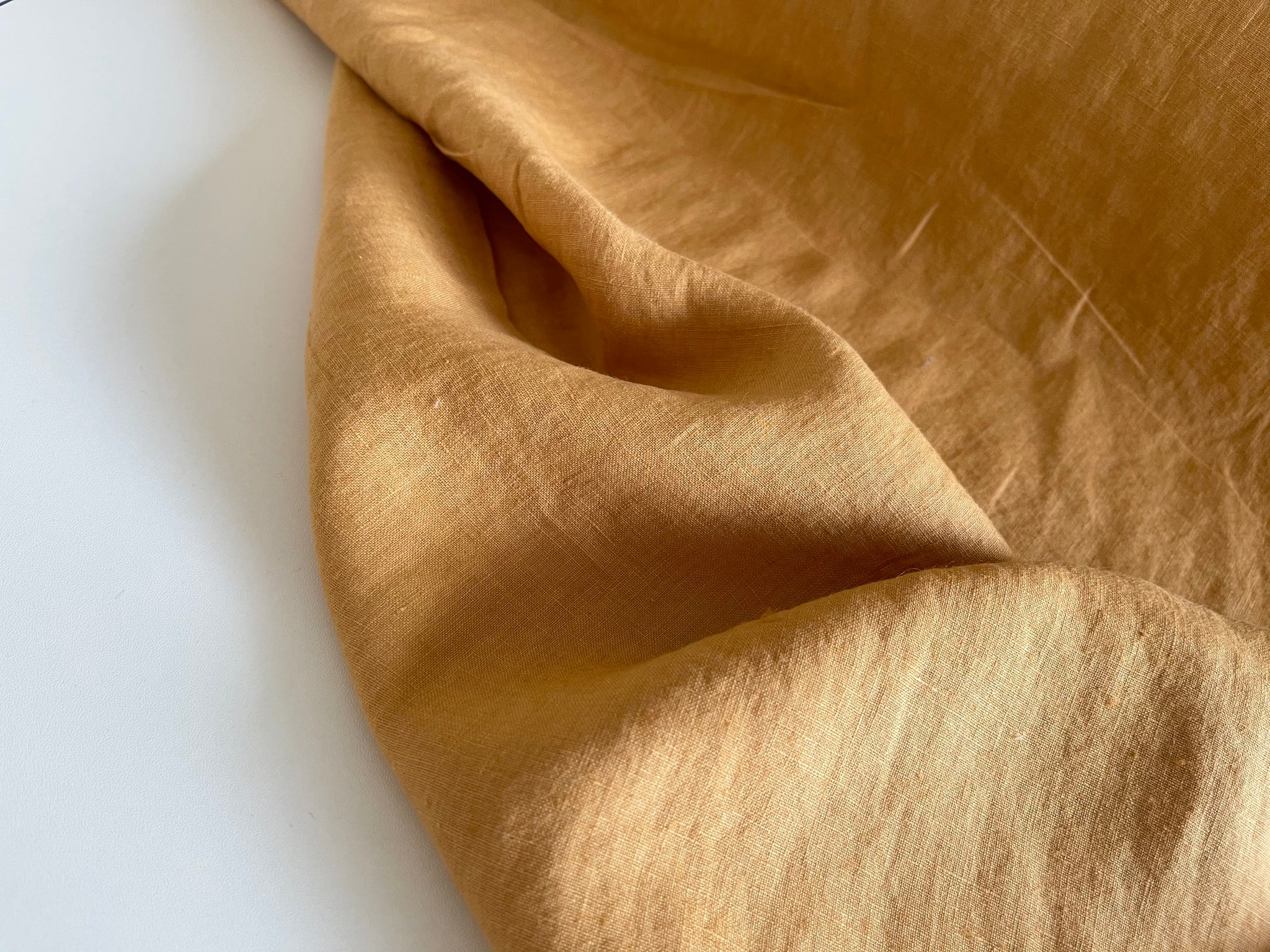 Mustard Linen Fabric - Softened