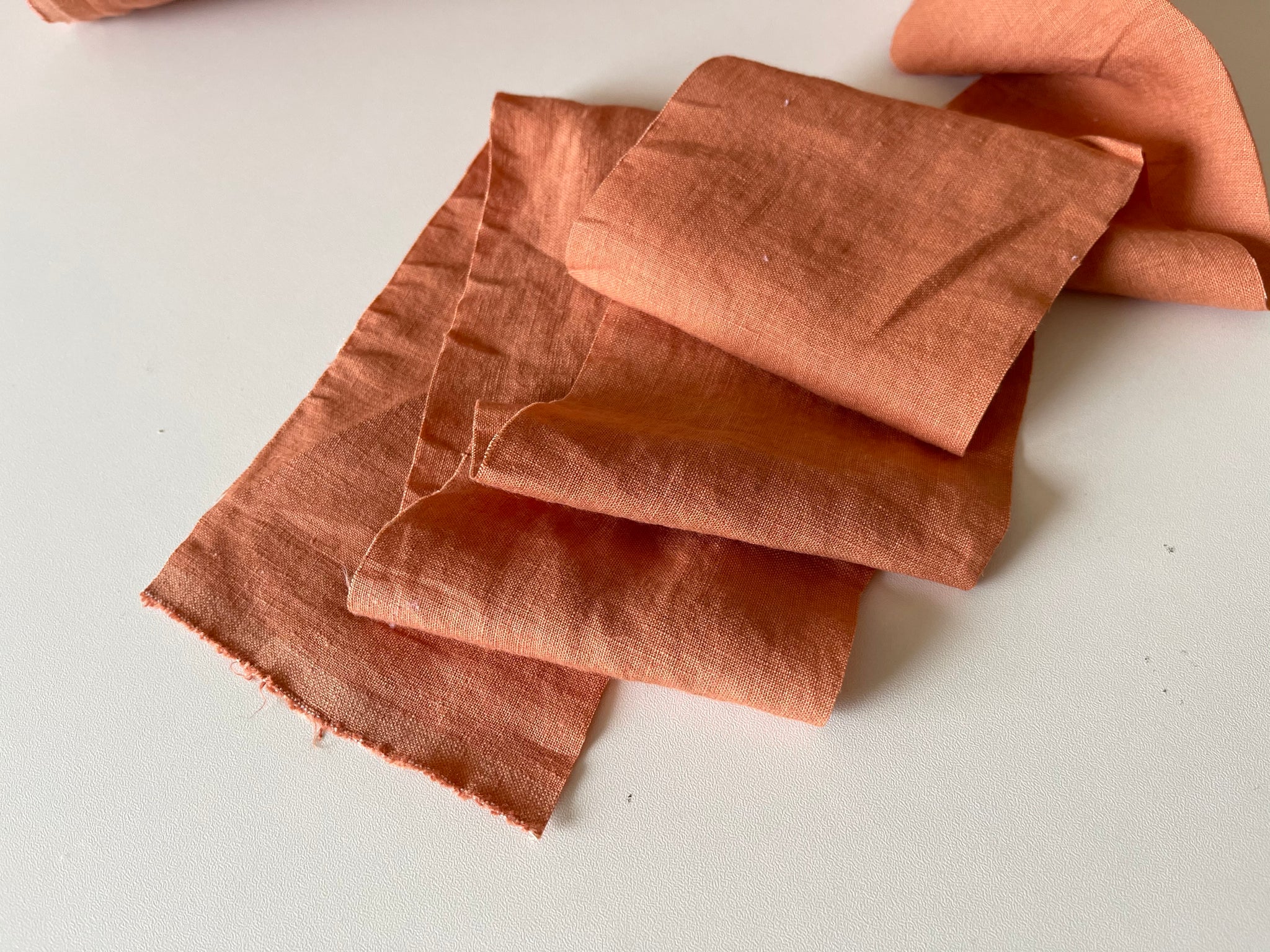 Terracotta Linen Fabric - Softened