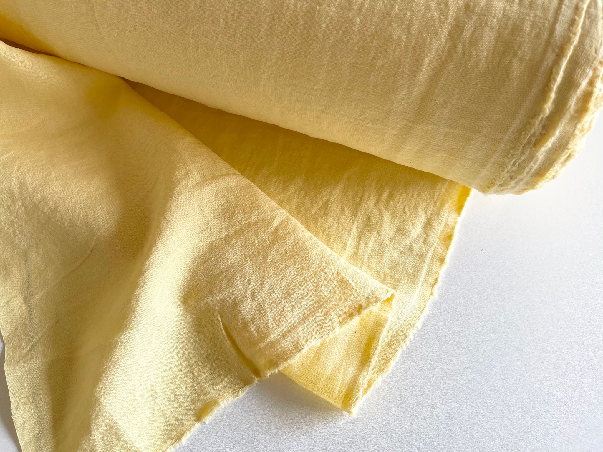 Yellow Linen Fabric - Stone Washed Super Soft